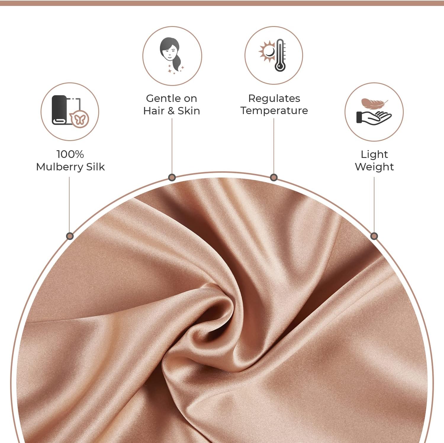 Luxury Pillowcase - 100% Pure Mulberry Silk on Both Sides - Copper 3