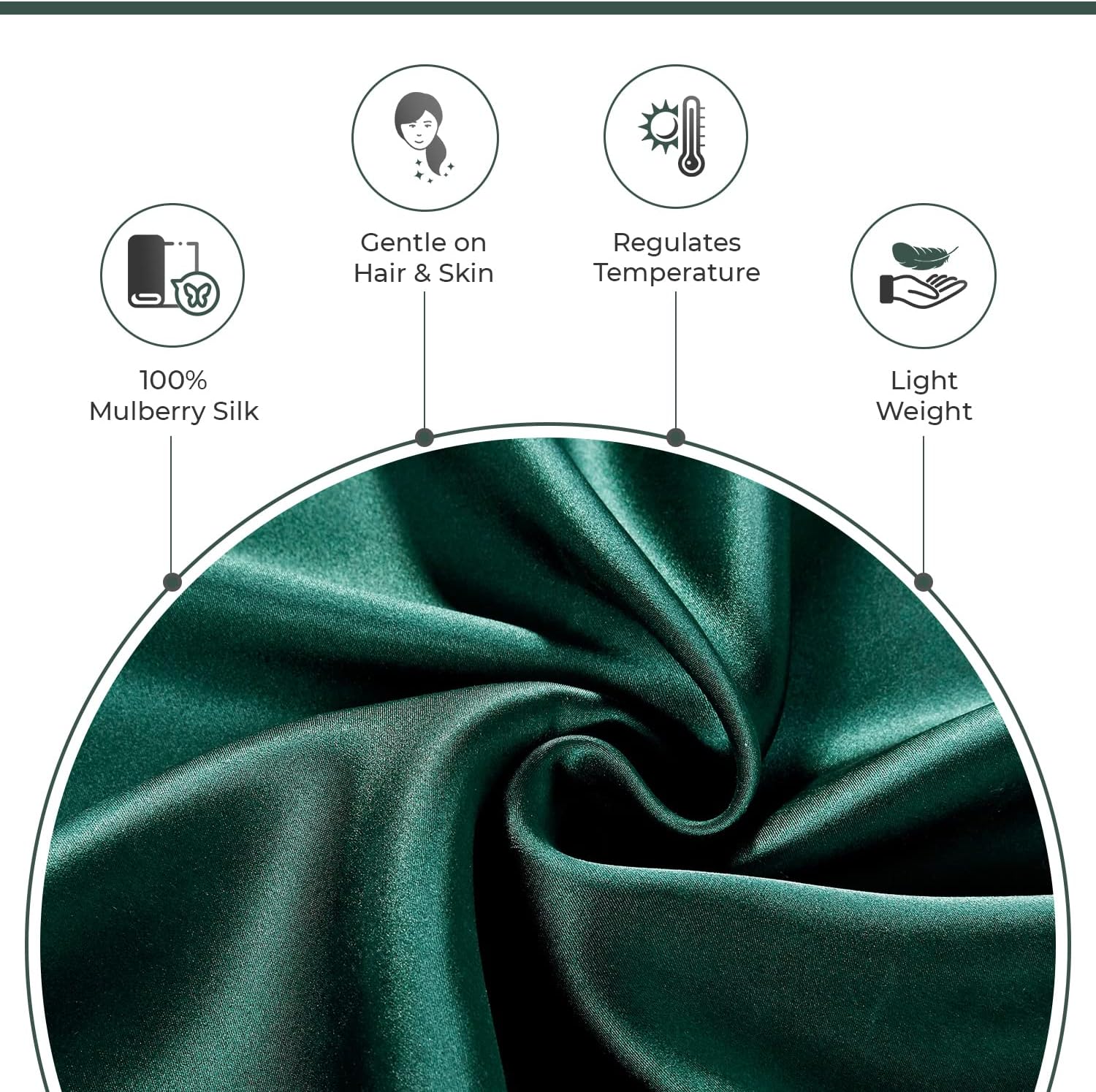 Luxury Pillowcase - 100% Pure Mulberry Silk on Both Sides - Emerald Green 3