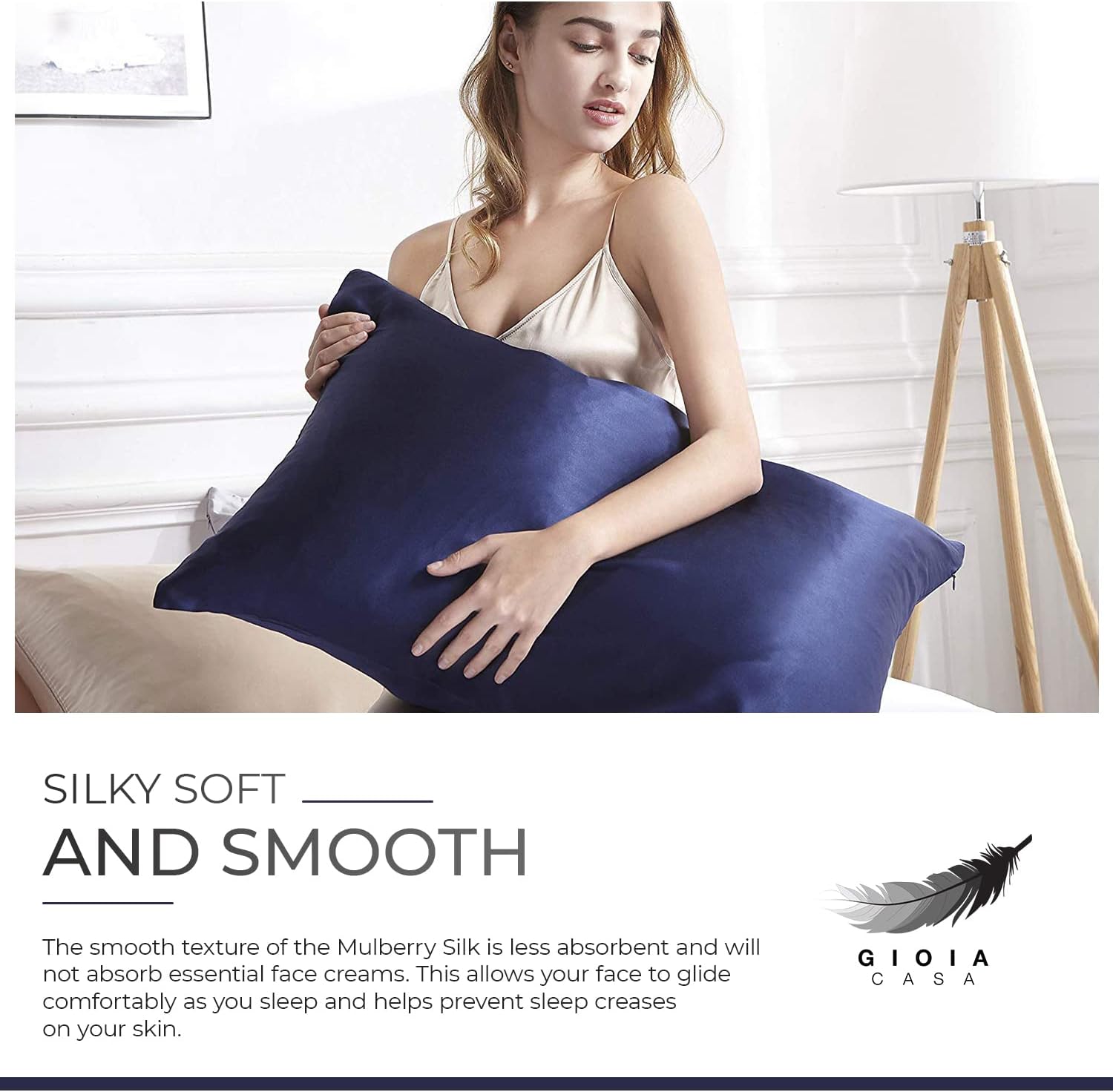 Luxury Pillowcase - 100% Pure Mulberry Silk on Both Sides - Navy 6