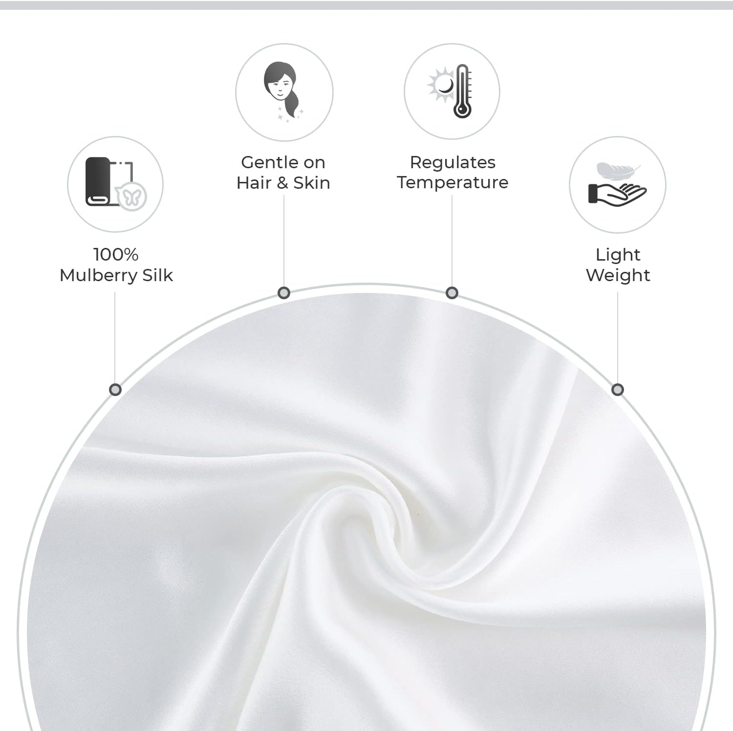 Luxury Pillowcase - 100% Pure Mulberry Silk on Both Sides - White 3