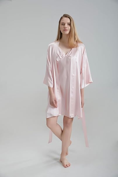 Silk Robe - Pink, One Size - Luxurious Lightweight Satin Gown, Soft & Breathable Loungewear - Premium Comfort & Timeless Elegance with Every Wear 3