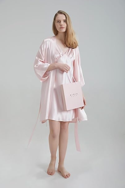 Silk Robe - Pink, One Size - Luxurious Lightweight Satin Gown, Soft & Breathable Loungewear - Premium Comfort & Timeless Elegance with Every Wear 4