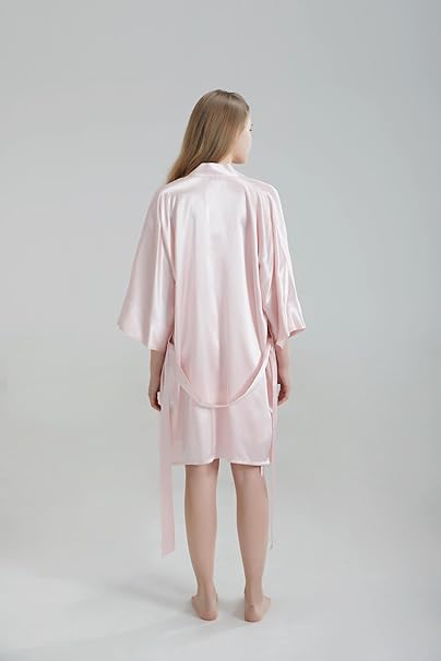 Silk Robe - Pink, One Size - Luxurious Lightweight Satin Gown, Soft & Breathable Loungewear - Premium Comfort & Timeless Elegance with Every Wear 5