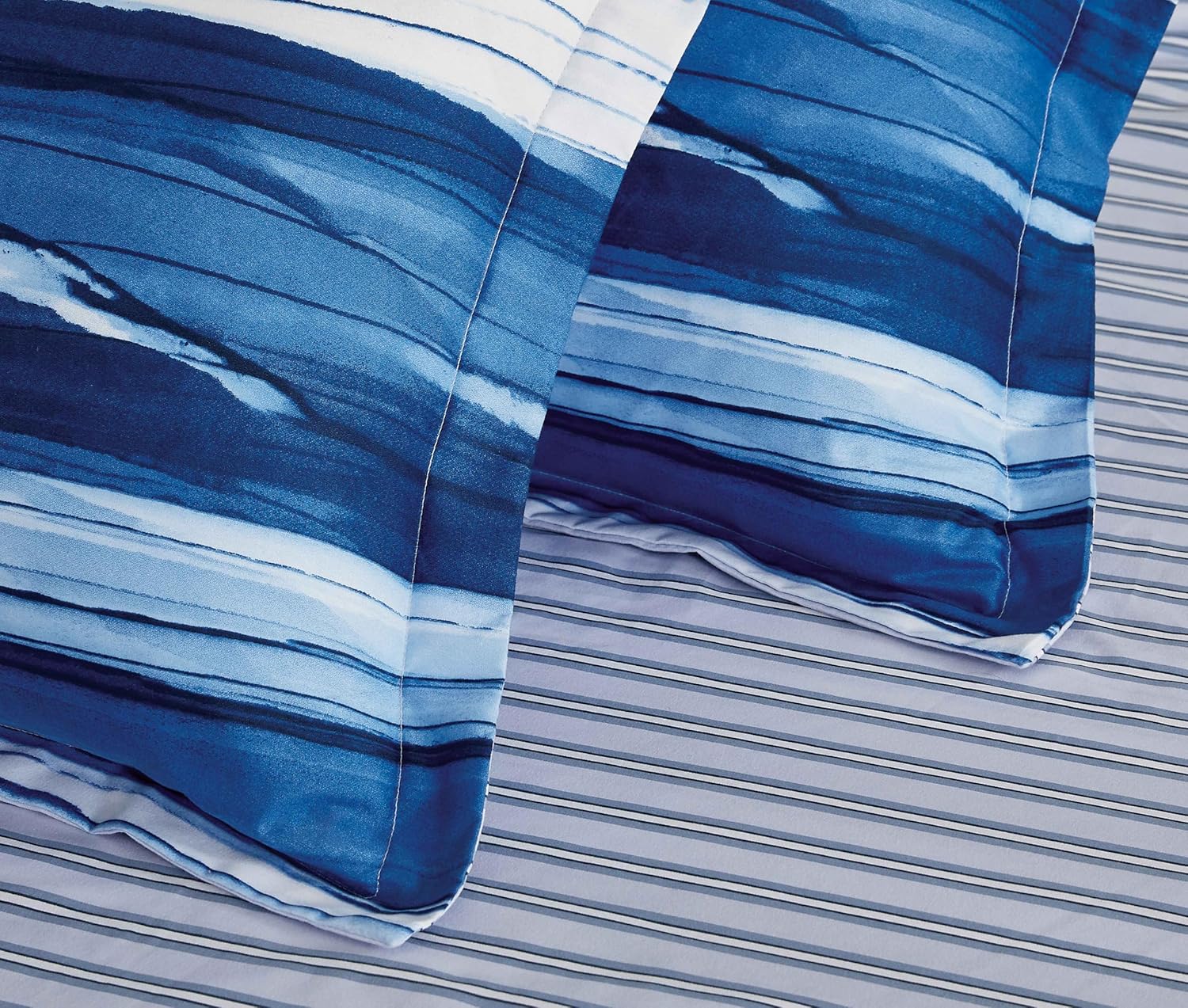 Print Microfibre Quilt Cover Set - Ultra Soft with Zipper Closure (Ethan, Super King Size)