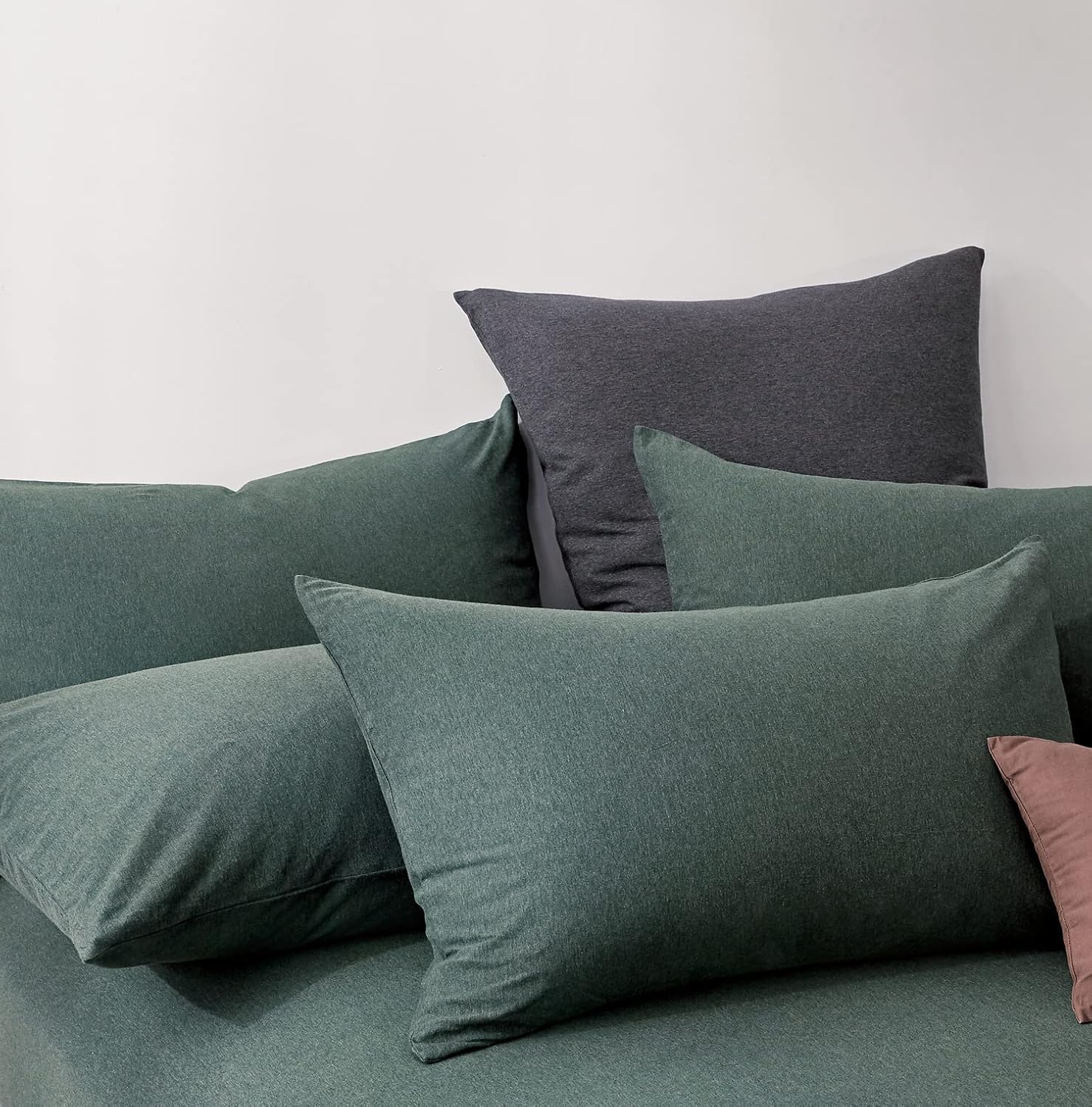 100% Jersey Cotton Quilt Cover Set - Green - Super King 3