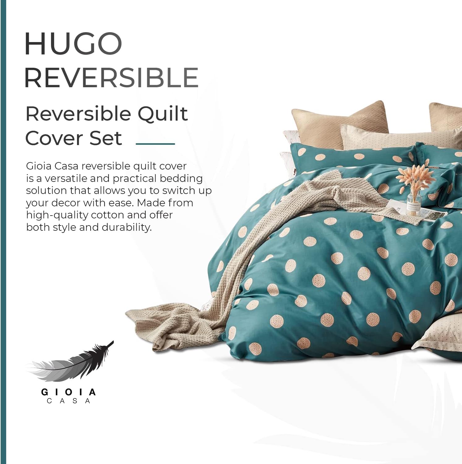 100% Cotton Hugo Reversible Printed Quilt Cover Set - Super King Size