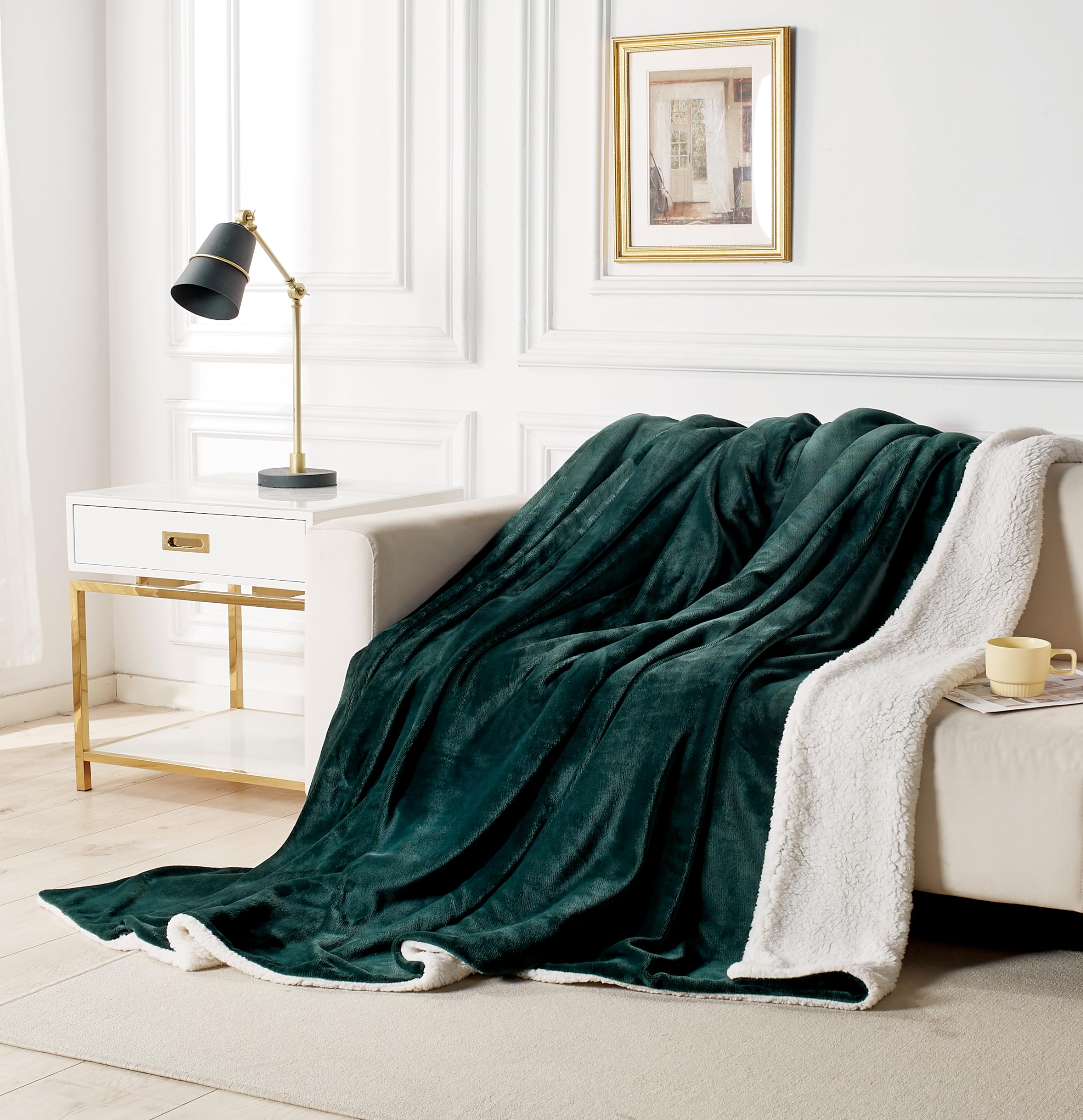 2-in-1 Teddy Sherpa Quilt Cover Set (Emerald Green, Super King) 8