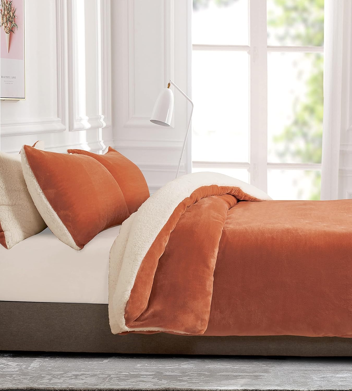 2-in-1 Teddy Sherpa Quilt Cover Set (Terracotta, Super King)