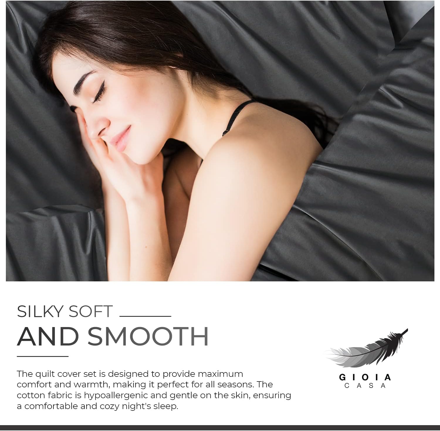 100% Cotton Vintage Washed Bed Quilt Cover Set - Charcoal - Super King Size 8