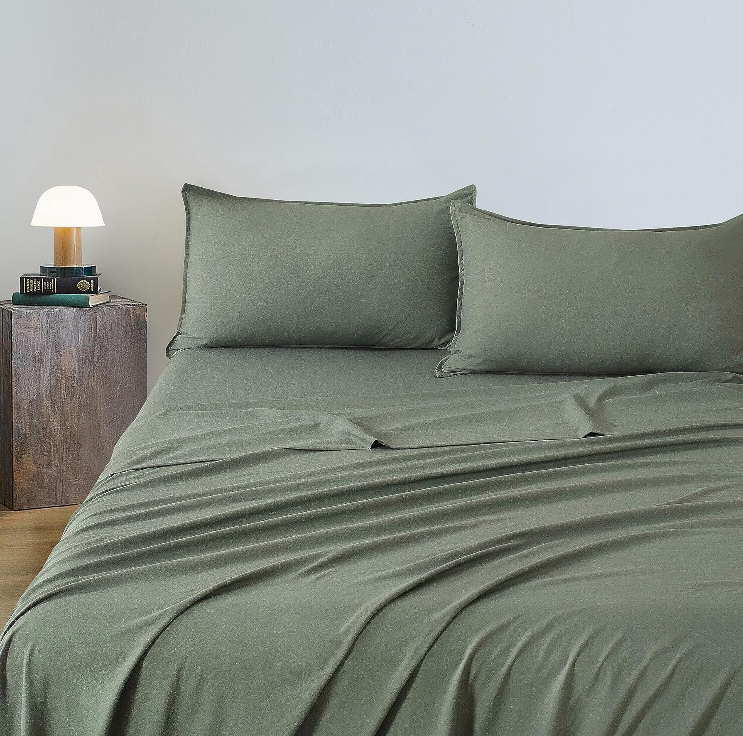 Vintage Washed Microfibre Sheet Set with 2 Pillowcases - Khaki Green - Super King 3