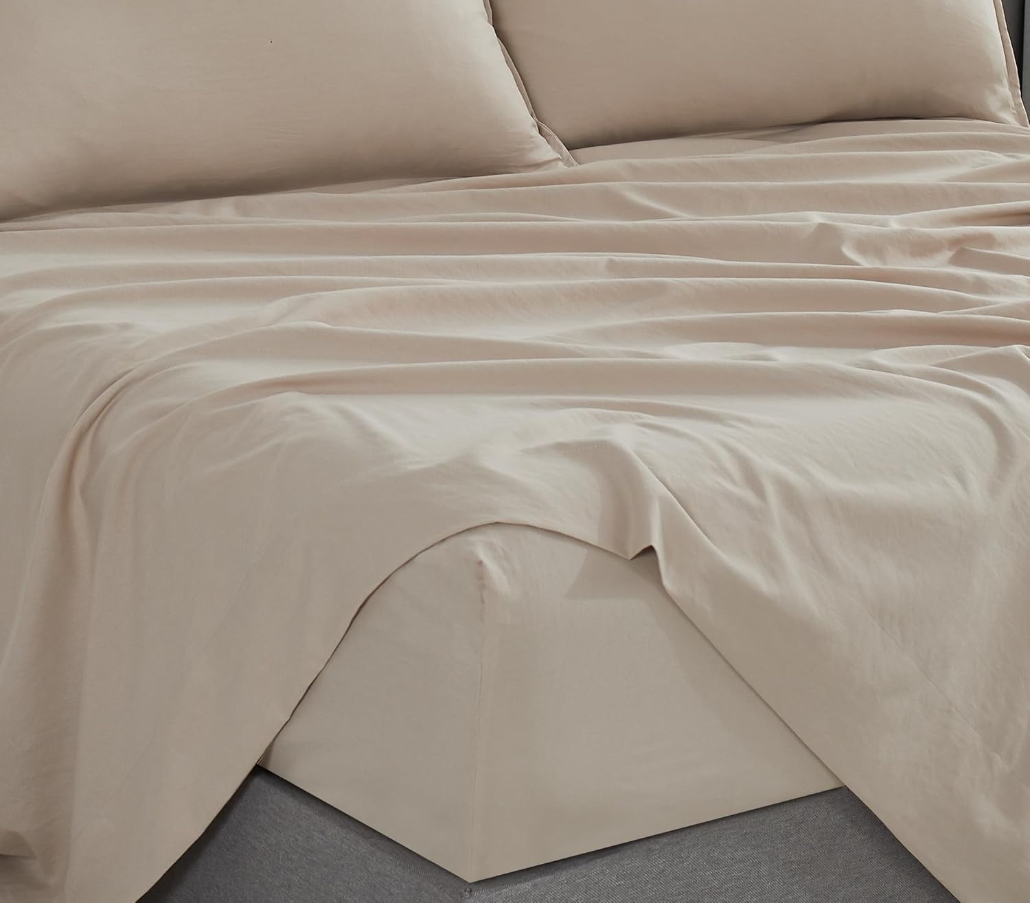 Vintage Washed Microfibre Sheet Set with 2 Pillowcases - Linen - Super King 4