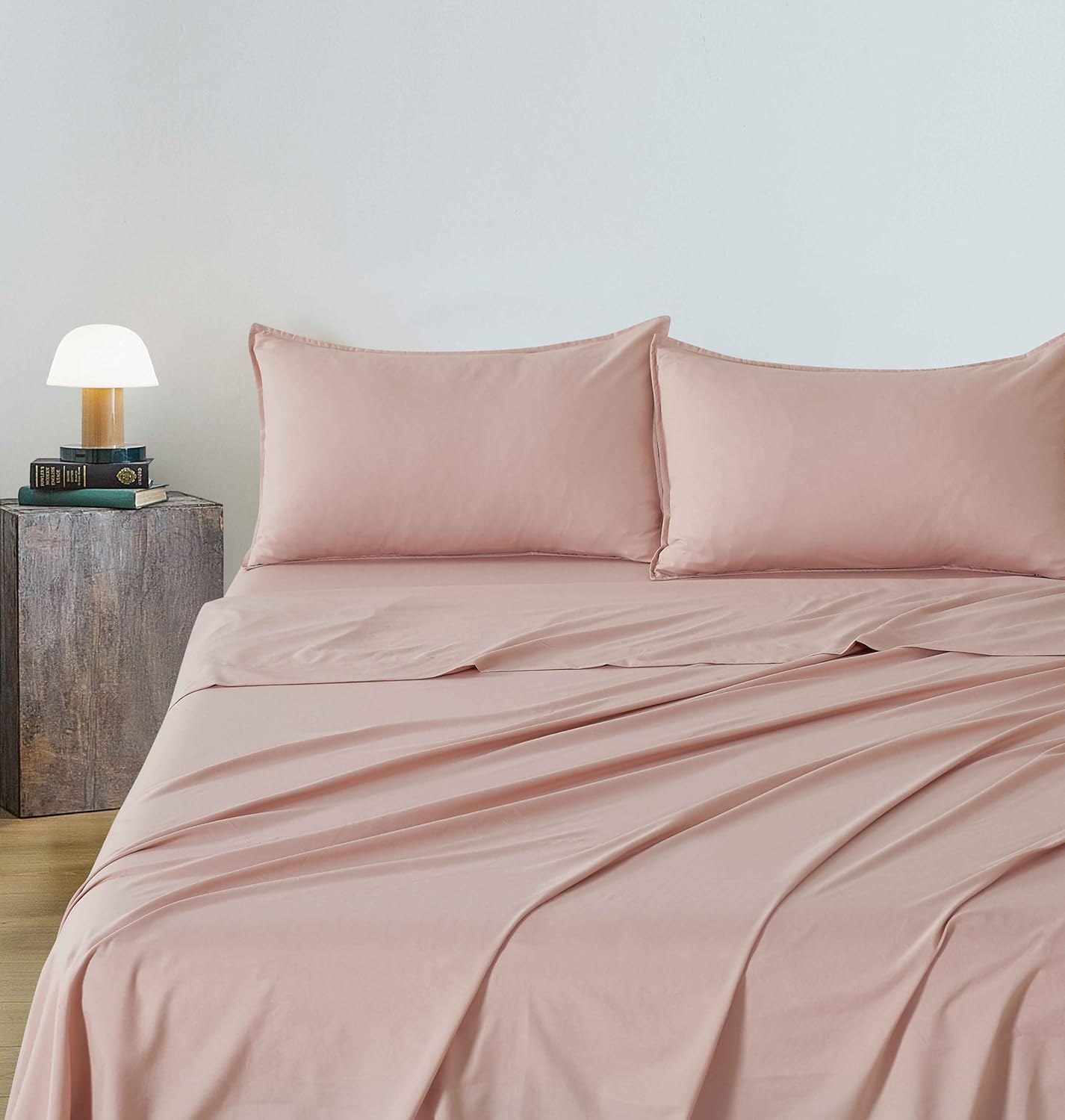 Vintage Washed Microfibre Sheet Set (Pink, Super King) 3