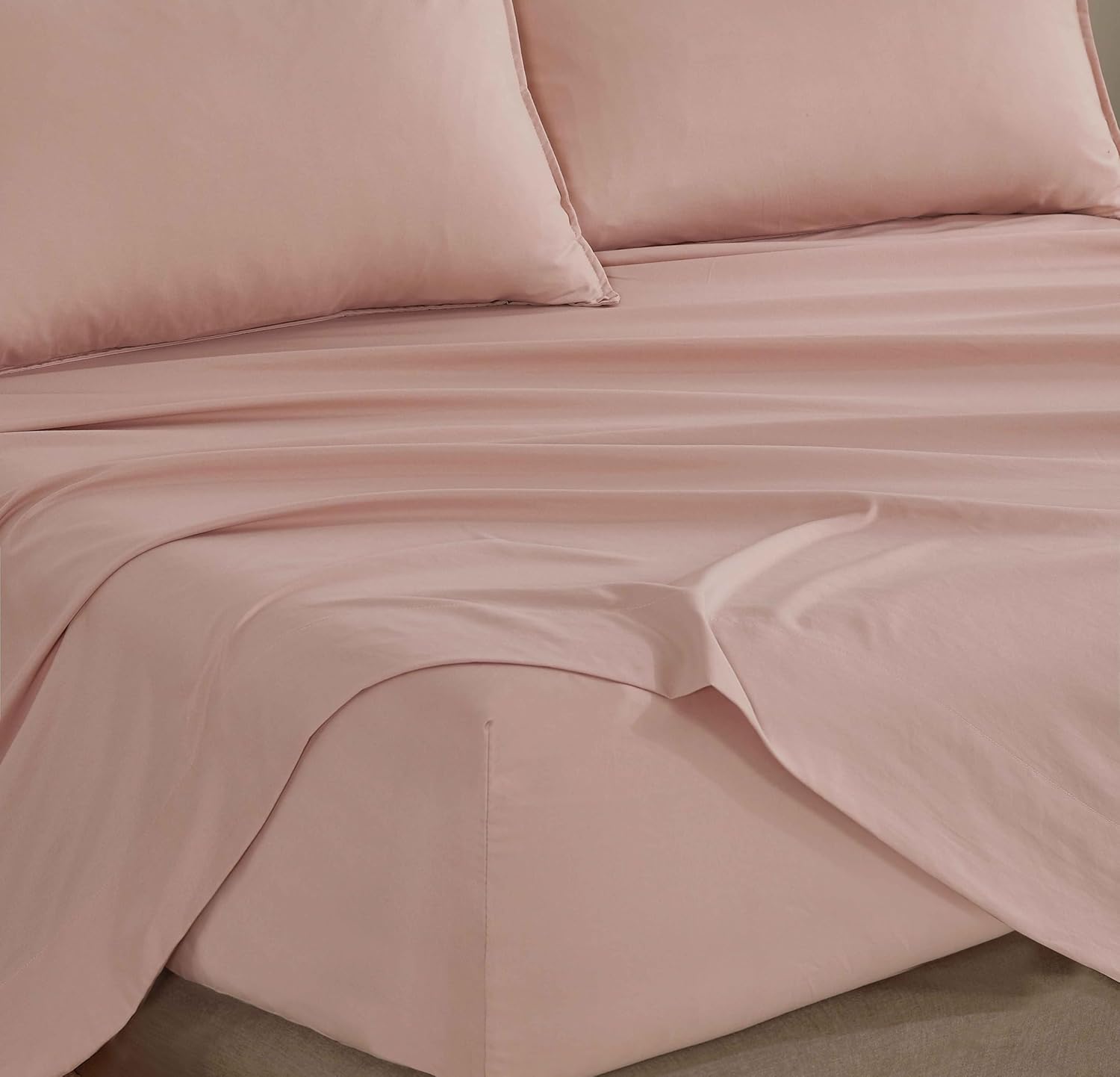 Vintage Washed Microfibre Sheet Set (Pink, Super King) 4