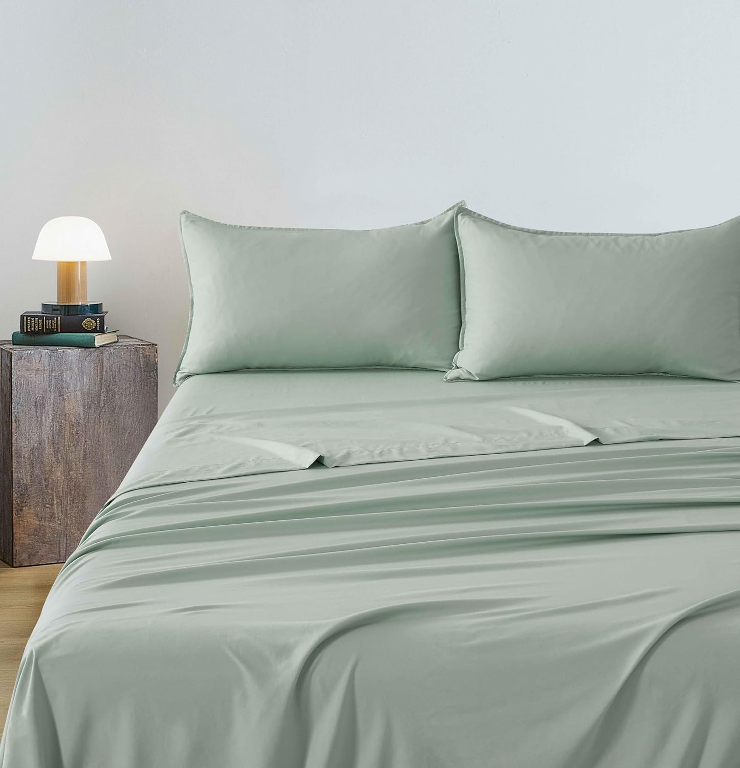 Vintage Washed Microfibre Sheet Set (Sage, Super King) 3