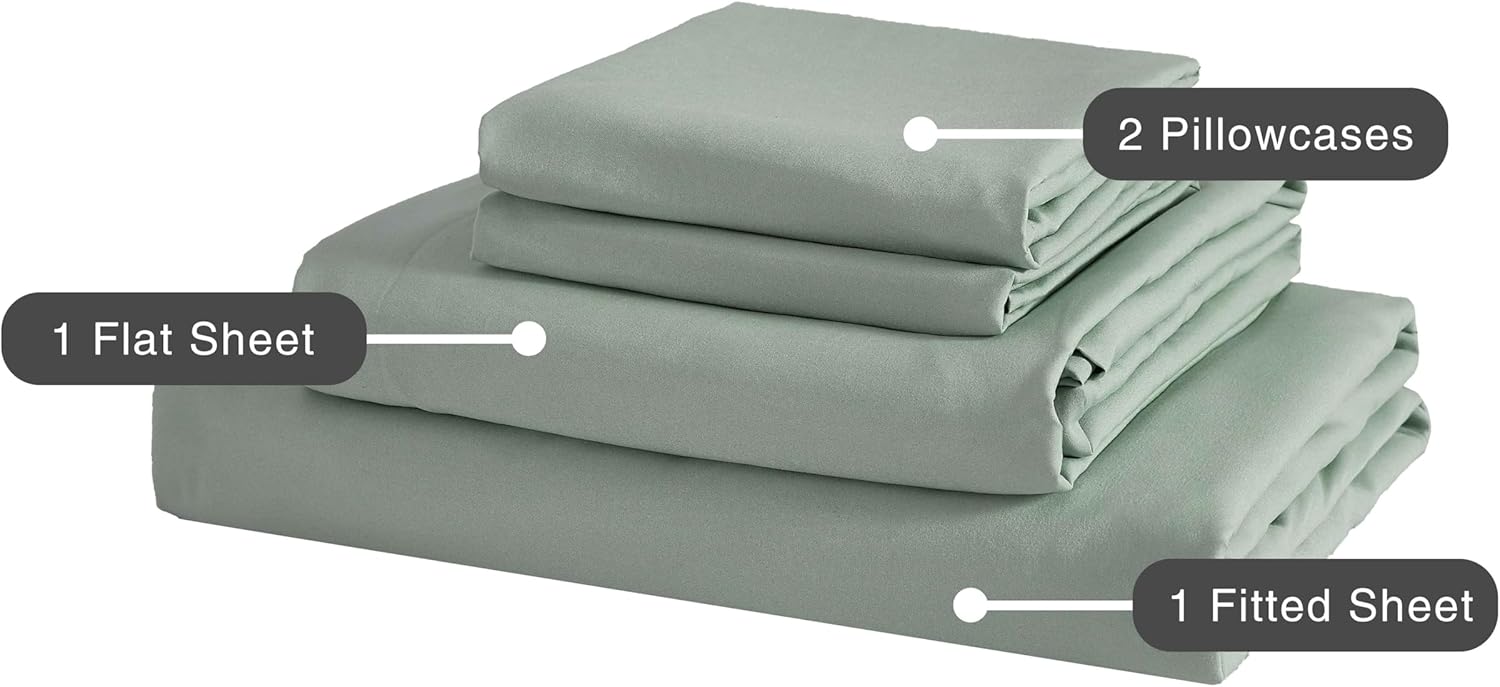 Vintage Washed Microfibre Sheet Set (Sage, Super King) 4
