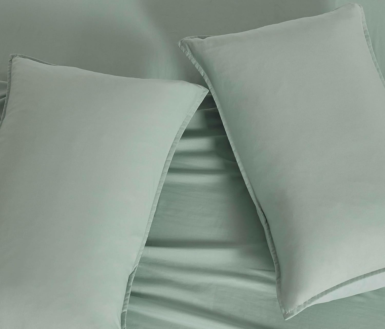 Vintage Washed Microfibre Sheet Set (Sage, Super King) 5