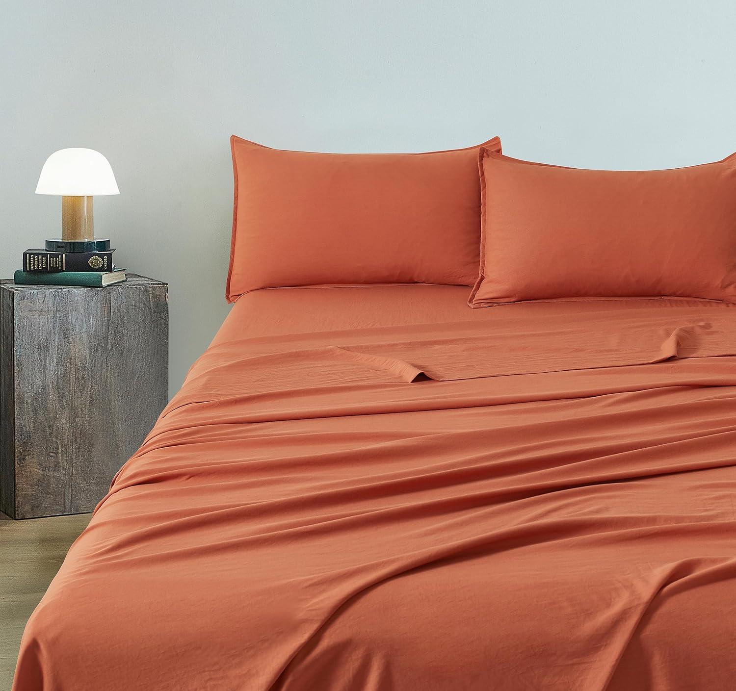 Vintage Washed Microfibre Sheet Set with 2 Pillowcases - Terracotta - Super King 3