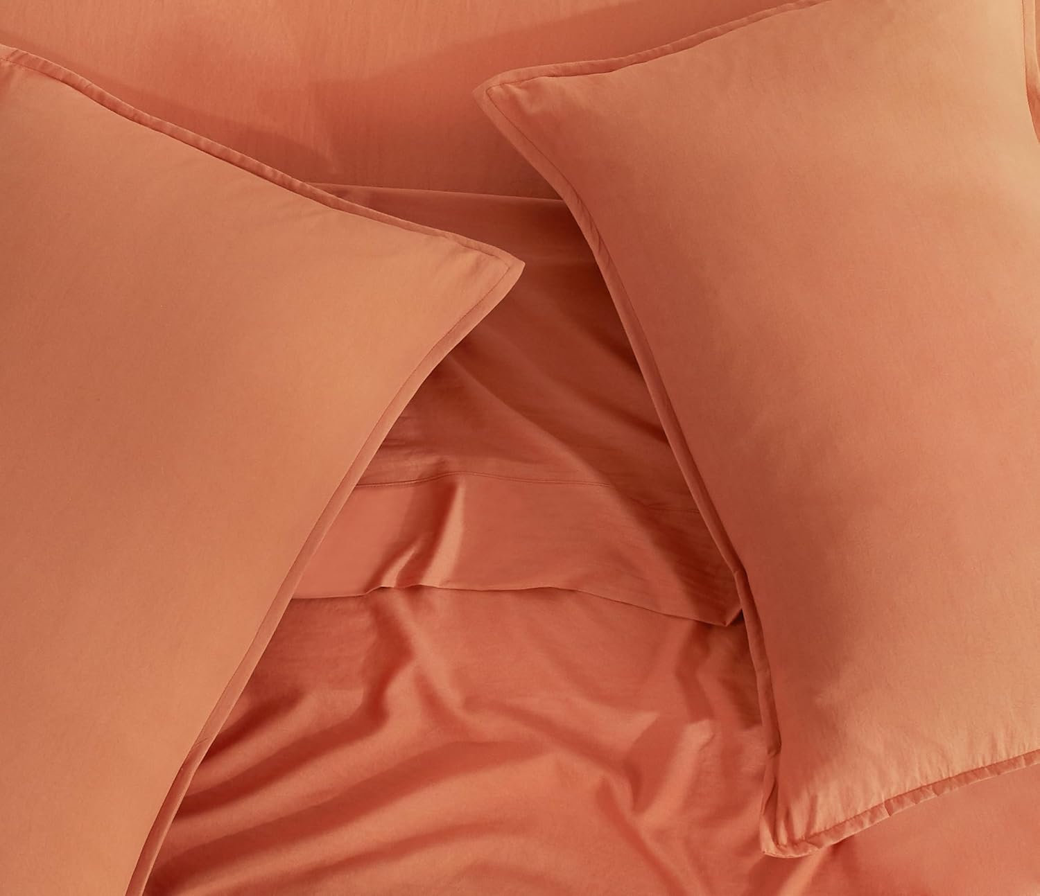 Vintage Washed Microfibre Sheet Set with 2 Pillowcases - Terracotta - Super King 5