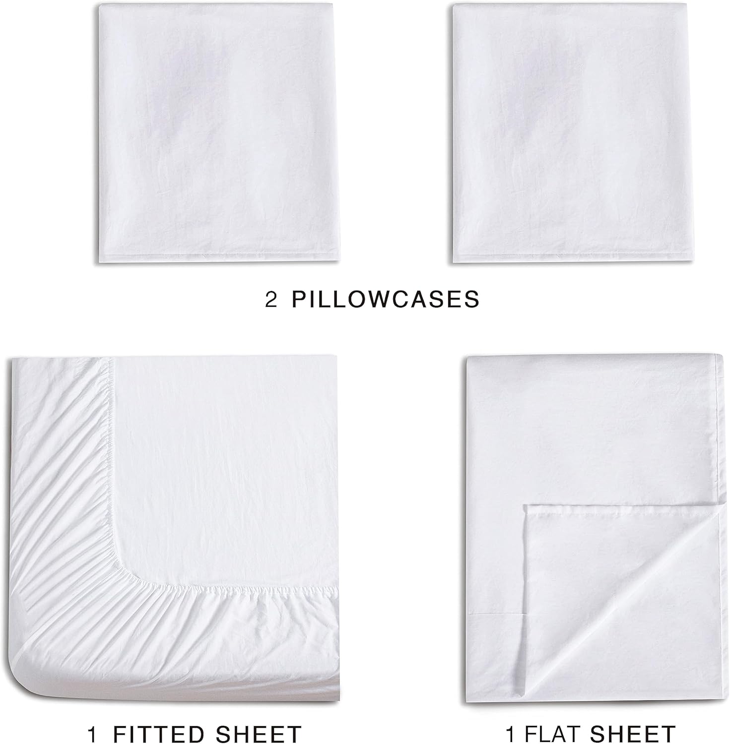 Vintage Washed Microfibre Sheet Set with 2 Pillowcases - White - Super King 4