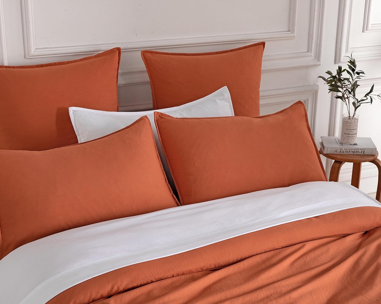 Vintage Washed Microfibre Standard Pillowcases - Set of 2 Luxurious Standard Pillow Covers - Terracotta 3