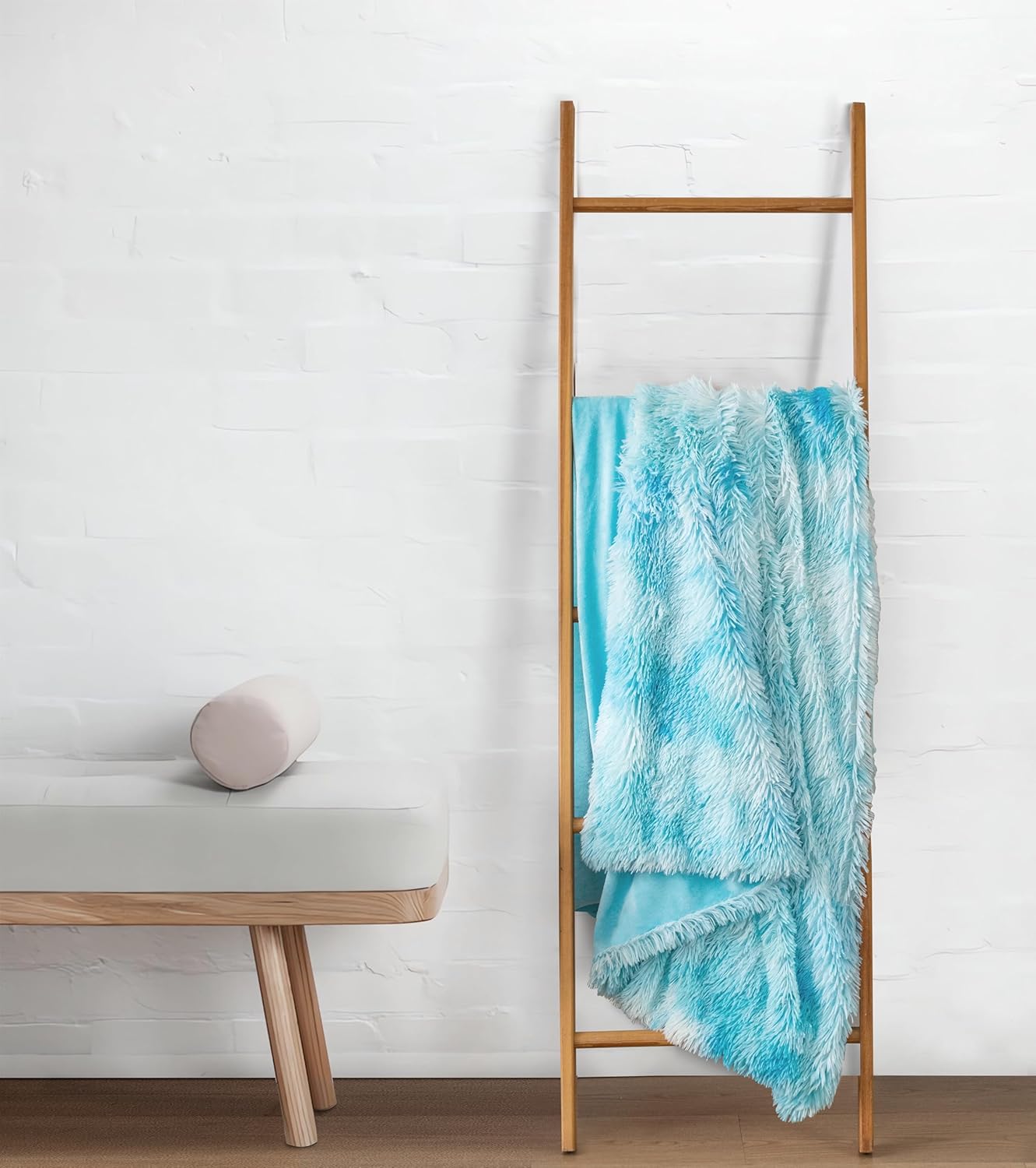 Double Sided Fx Fur Shaggy Throw Blanket - Blue 3