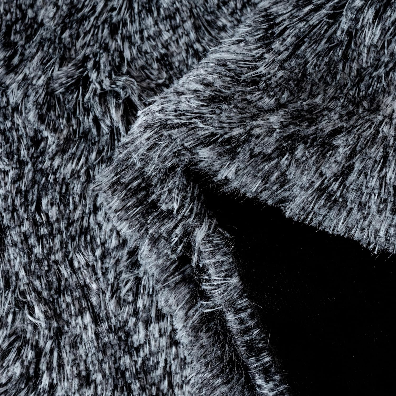 Double Sided Fx Fur Shaggy Throw Blanket - Charcoal 5
