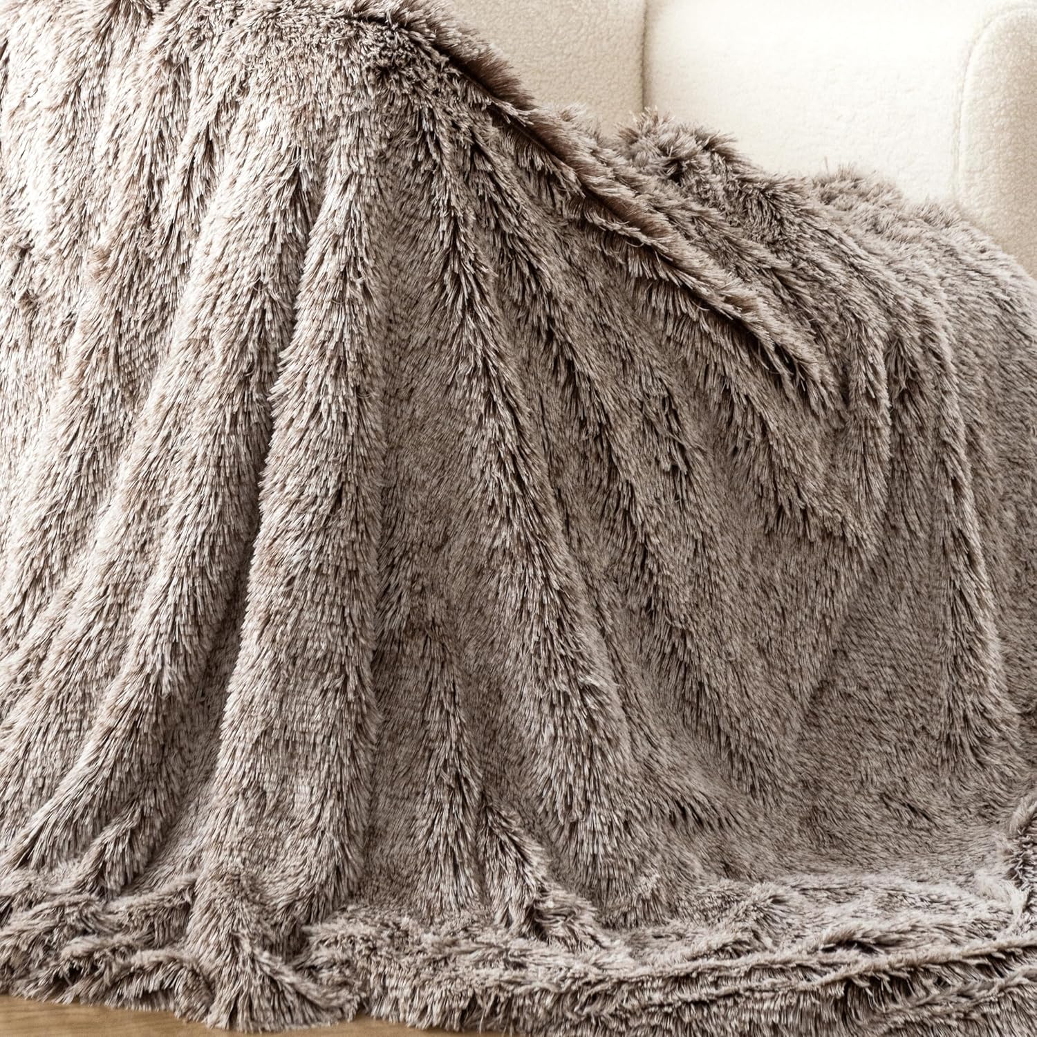 Double Sided Fx Fur Shaggy Throw Blanket - Chestnut 4