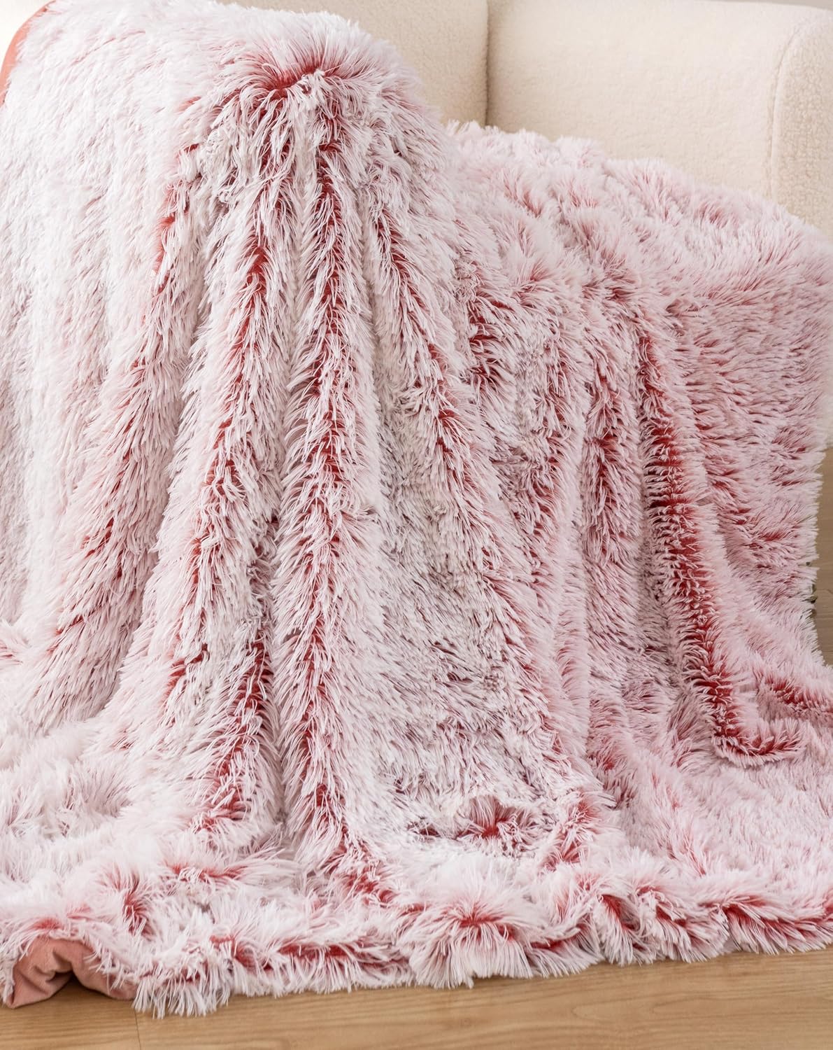 Double Sided Fx Fur Shaggy Throw Blanket - Rose 4