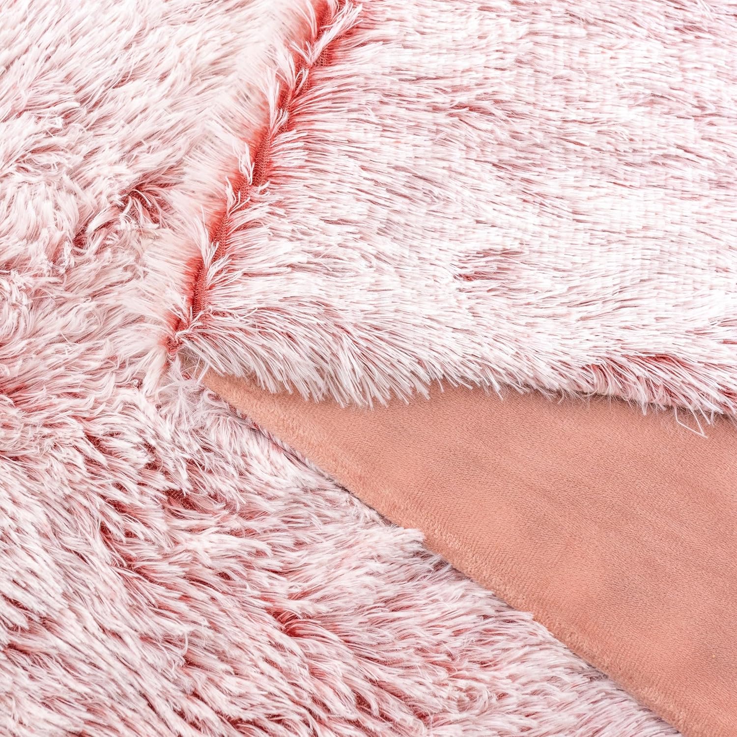Double Sided Fx Fur Shaggy Throw Blanket - Rose 5