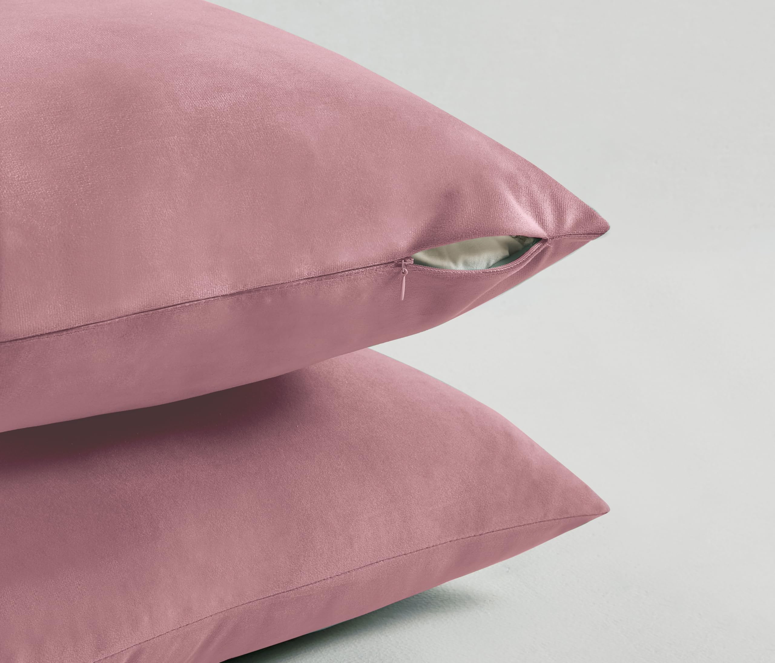 Twin-Pack Velvet Cushion Covers - Soft Microfibre Cushion Covers with Hidden Zipper (Blush, 30cm*50cm) 3