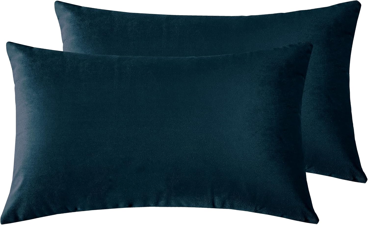 Twin-Pack Velvet Cushion Covers - Soft Microfibre Cushion Covers with Hidden Zipper (Dark Teal, 30cm*50cm)