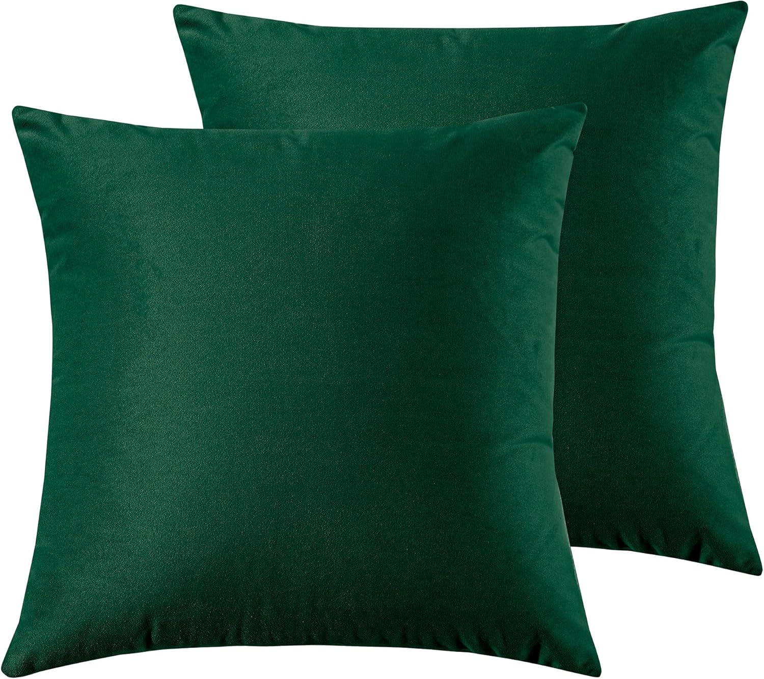 Twin-Pack Velvet Cushion Covers - Soft Microfibre Cushion Covers with Hidden Zipper (Emerald Green, 45cm*45cm)