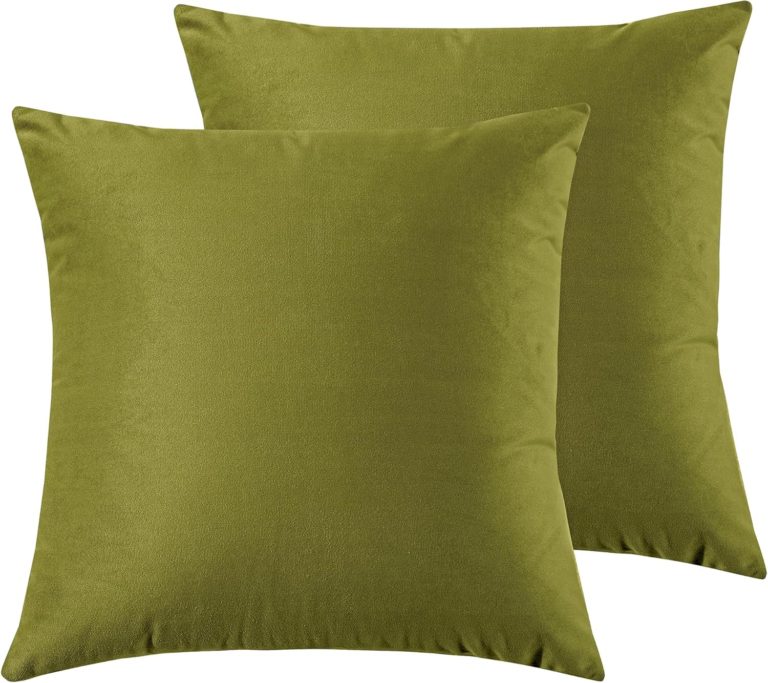 Twin-Pack Velvet Cushion Covers - Soft Microfibre Cushion Covers with Hidden Zipper (Green, 65cm*65cm)