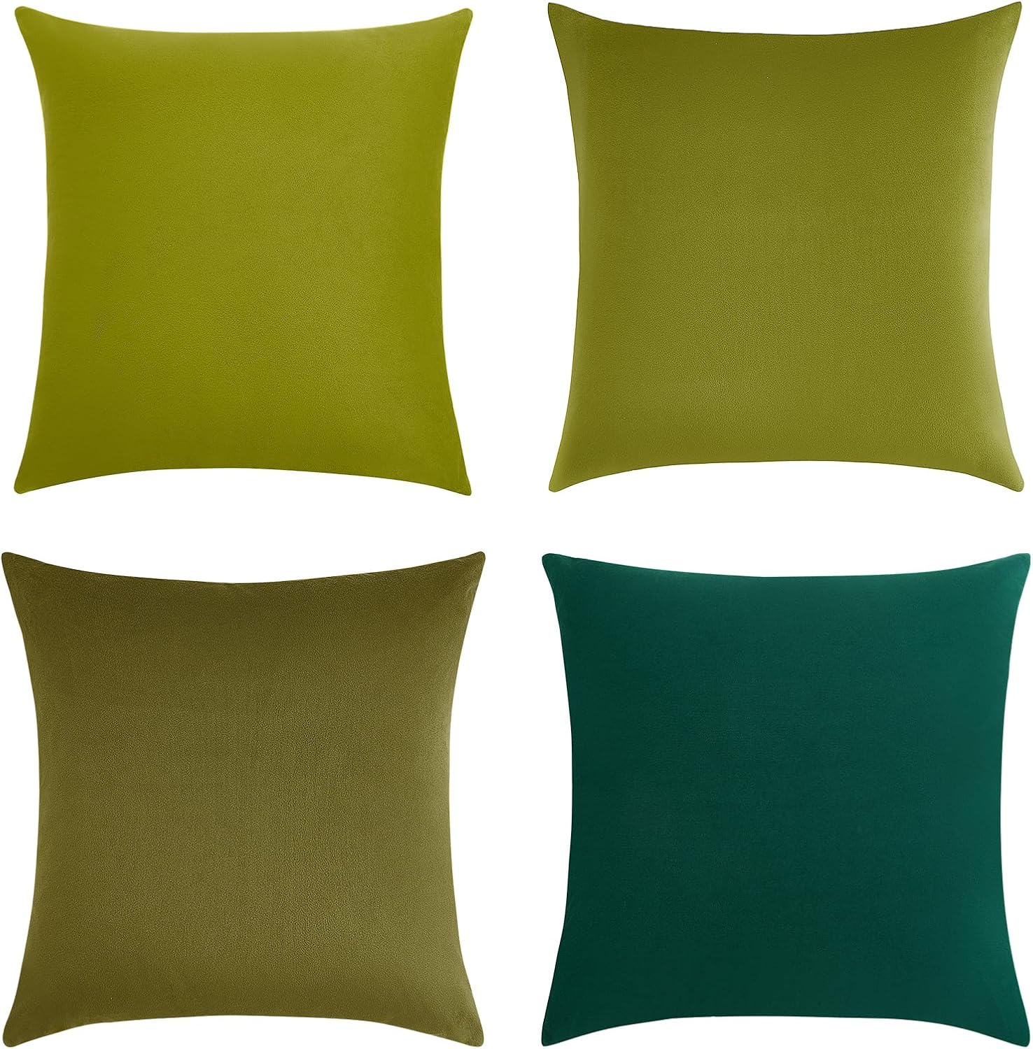 Velvet Cushion Covers - Ultra Soft Microfibre Velvet with Hidden Zipper - Gradient Green, 45cm*45cm (Pack of 4) 3