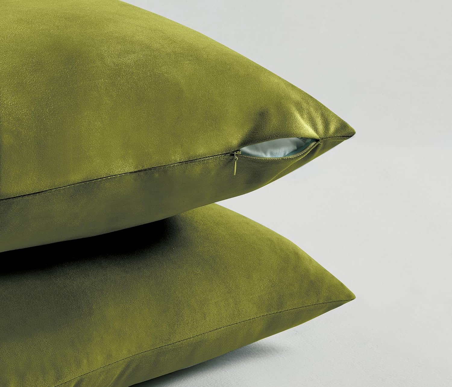 Velvet Cushion Covers - Ultra Soft Microfibre Velvet with Hidden Zipper - Gradient Green, 45cm*45cm (Pack of 4) 4