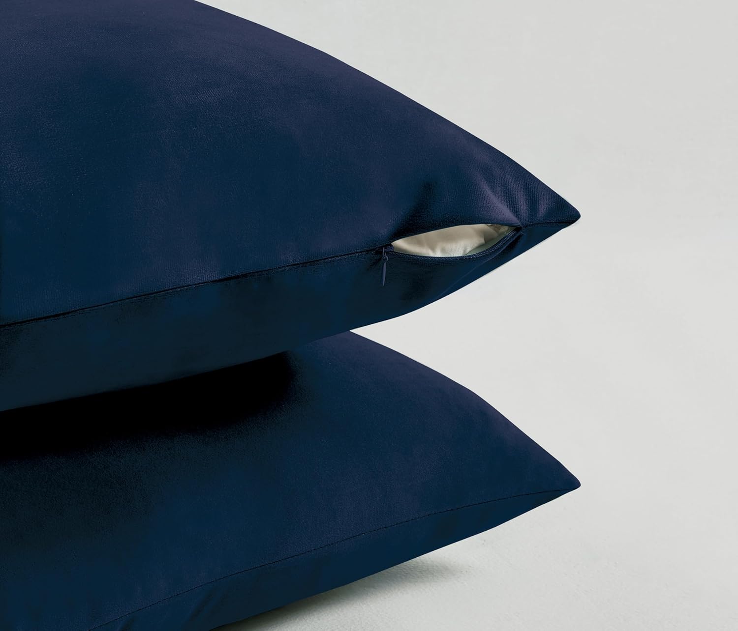 Twin-Pack Velvet Cushion Covers - Soft Microfibre Cushion Covers with Hidden Zipper (Navy Blue, 65cm*65cm) 3