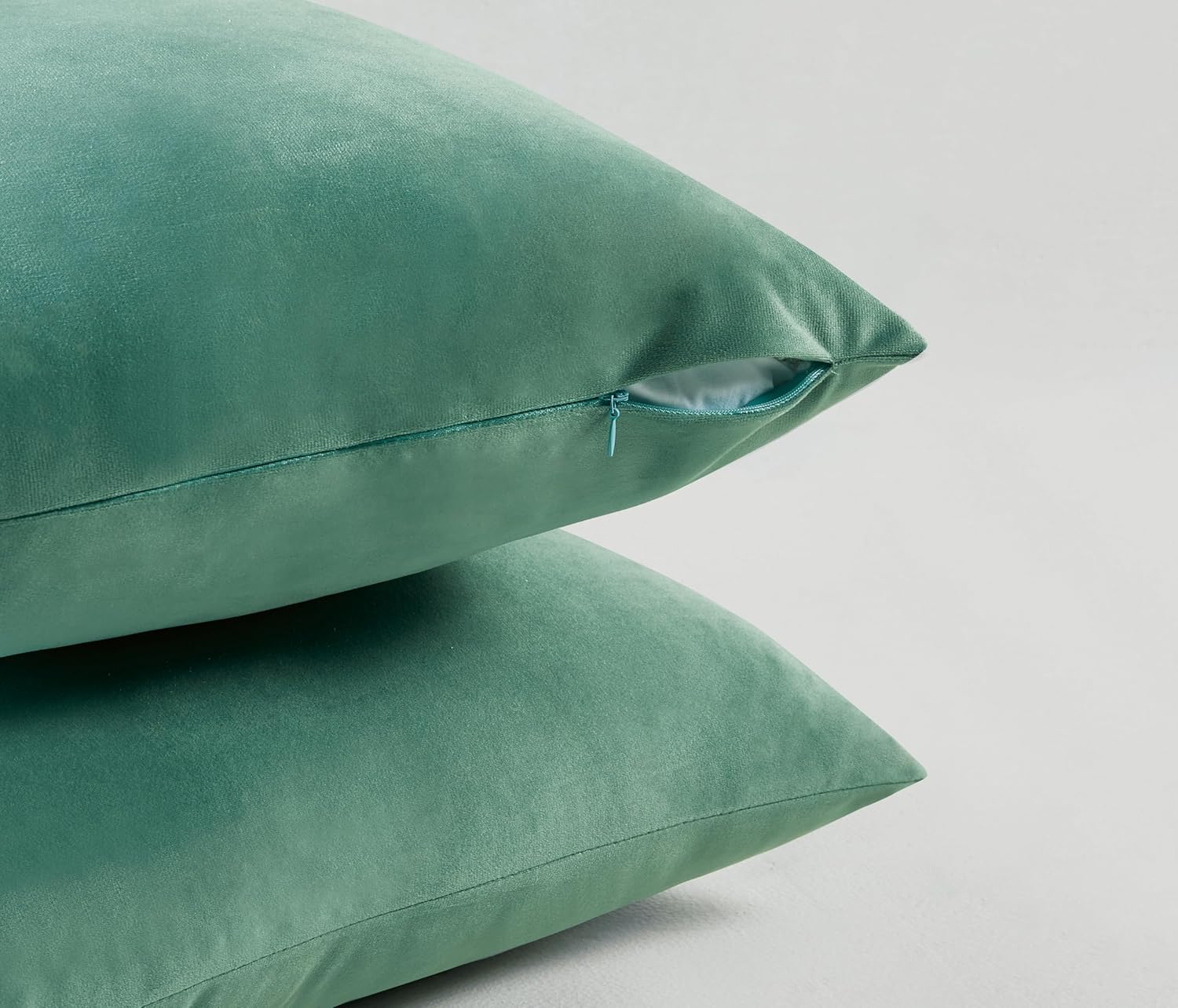 Twin-Pack Velvet Cushion Covers - Soft Microfibre Cushion Covers with Hidden Zipper (Sage, 30cm*50cm) 3