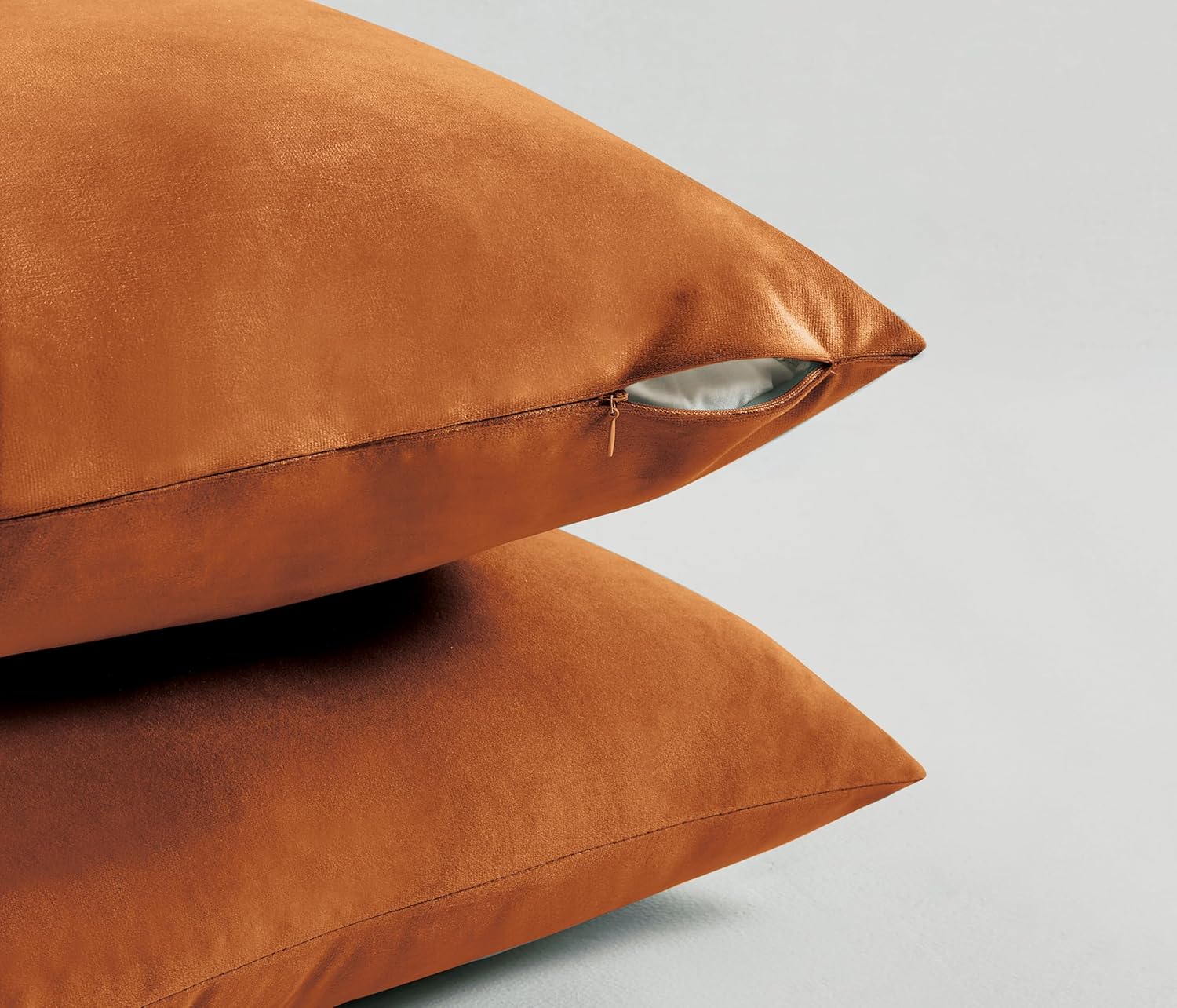 Twin-Pack Velvet Cushion Covers - Soft Microfibre Cushion Covers with Hidden Zipper (Terracotta, 65cm*65cm) 3