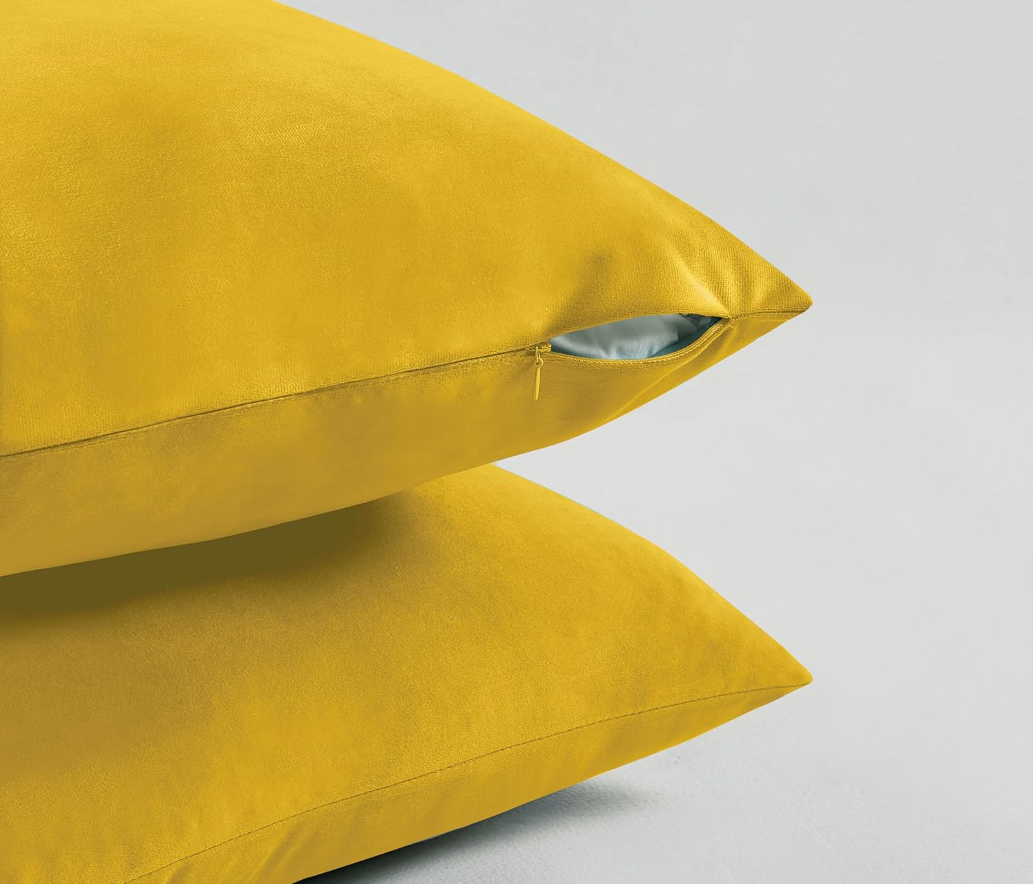 Twin-Pack Velvet Cushion Covers - Soft Microfibre Cushion Covers with Hidden Zipper (Yellow, 65cm*65cm)