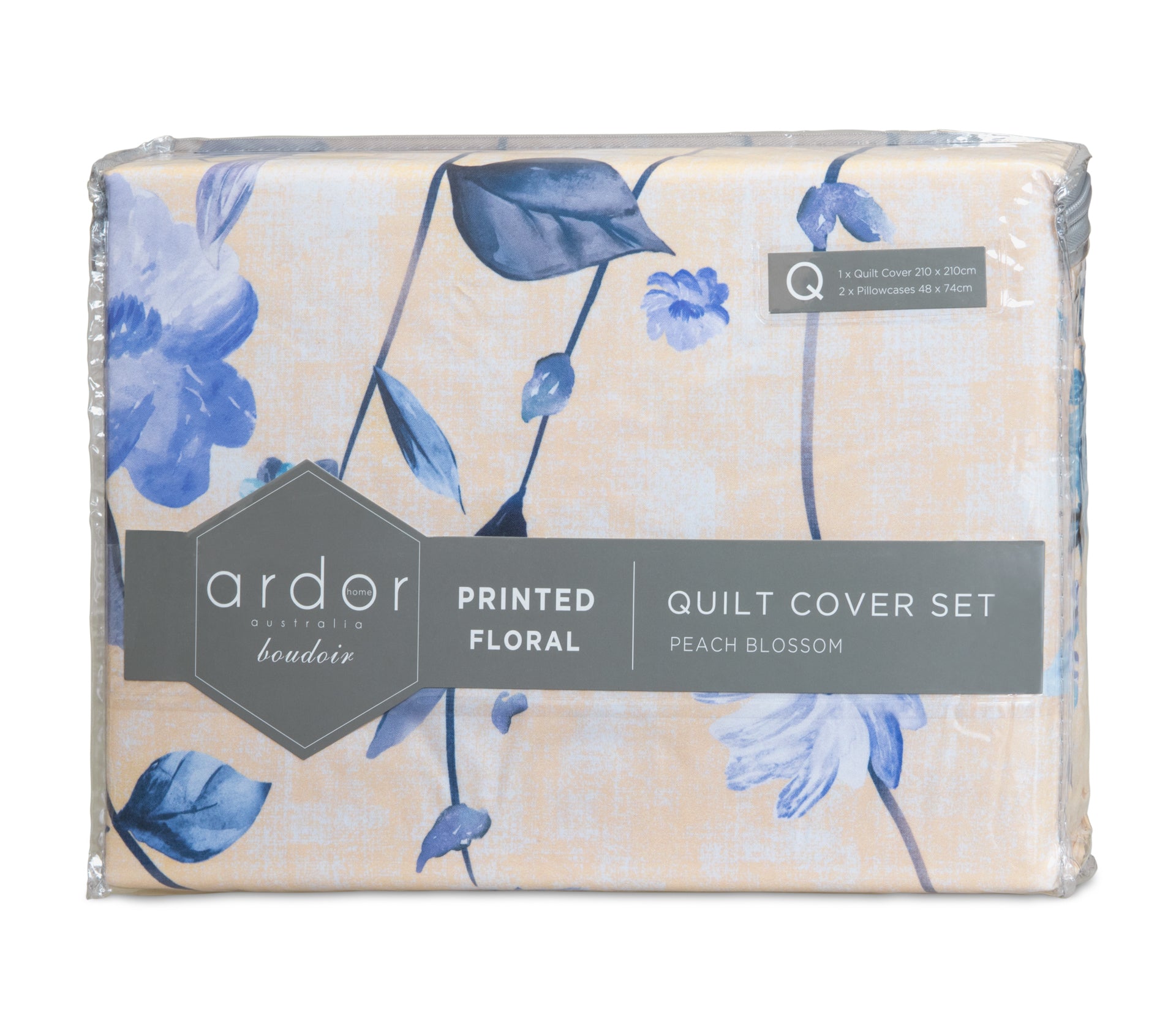 Peach Blossom PRINTED MICROFIBRE QUILT COVER SET - QUEEN 4