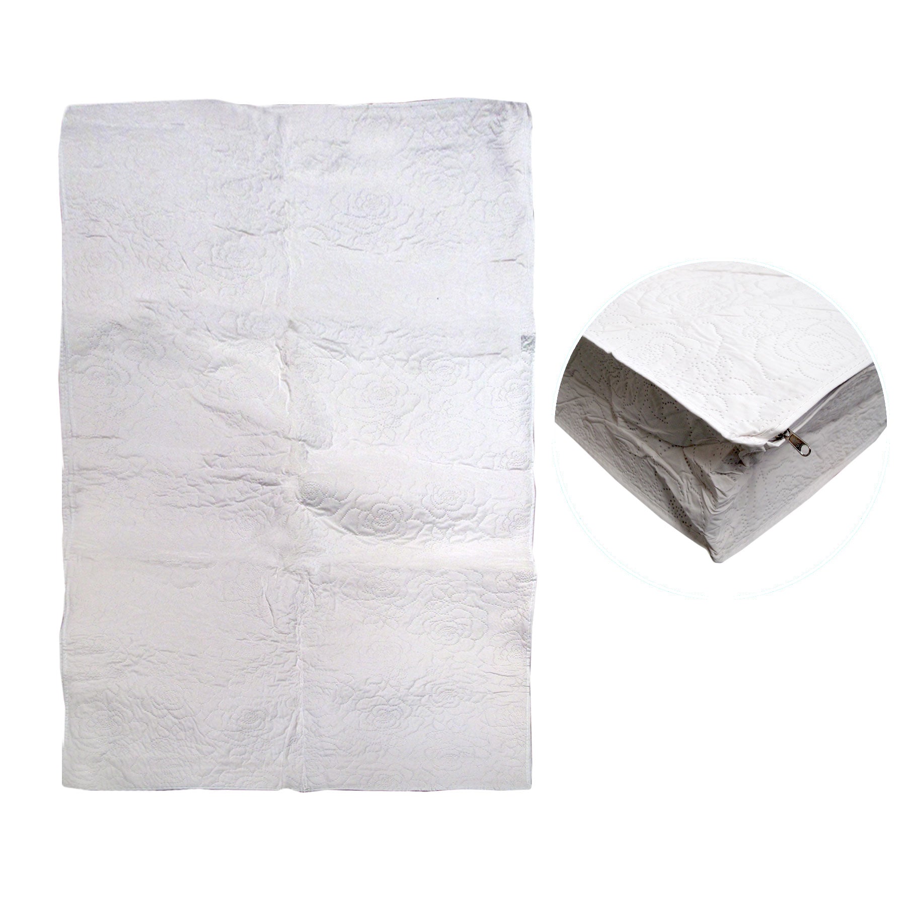 Fully Covered Vinyl Cot Mattress Protector Embossed Rose White 68 x 130 + 12 cm 1