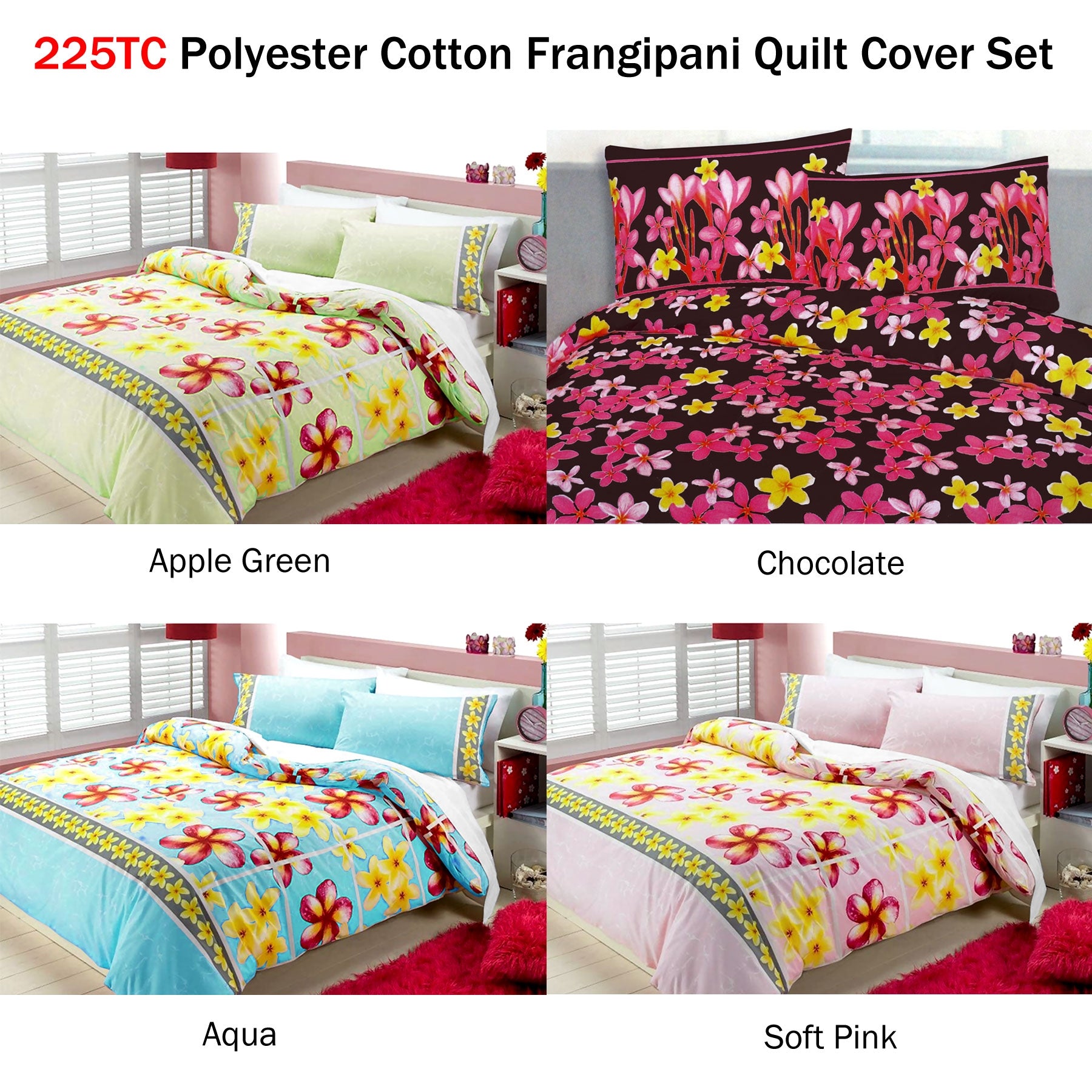 Floating Frangipani Quilt Cover Set Soft Pink Single 3