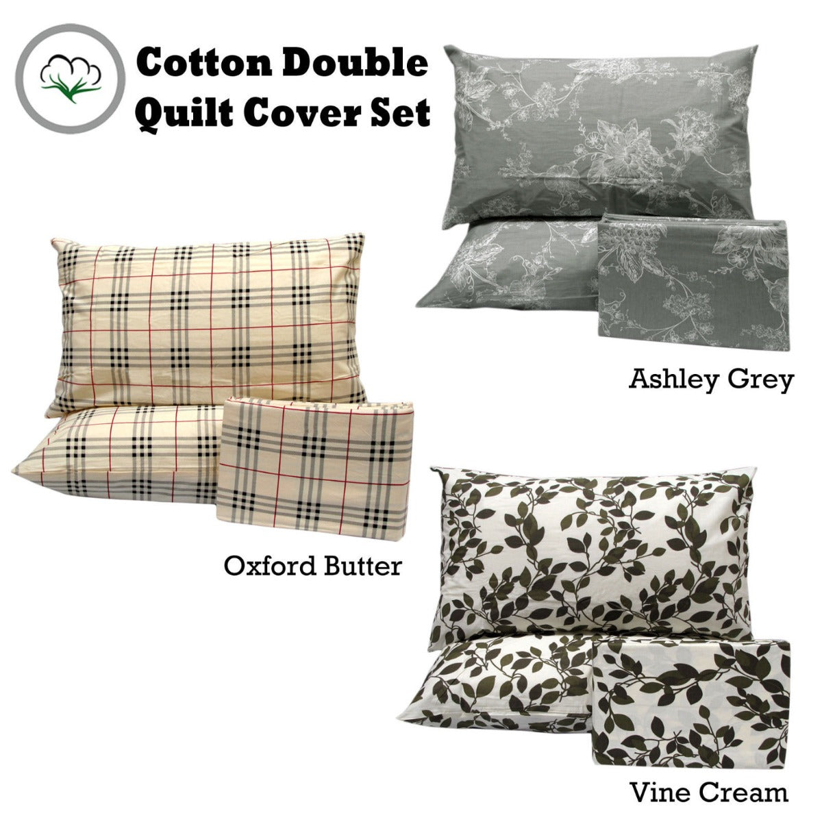 Pure Cotton Ashley Quilt Cover Set Double 3