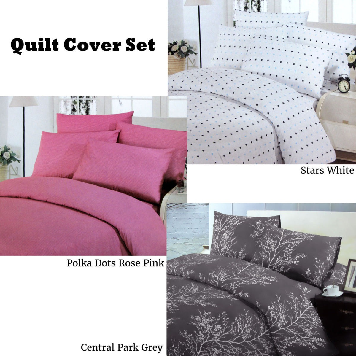 Polyester Cotton Polka Dots Quilt Cover Set Double 3