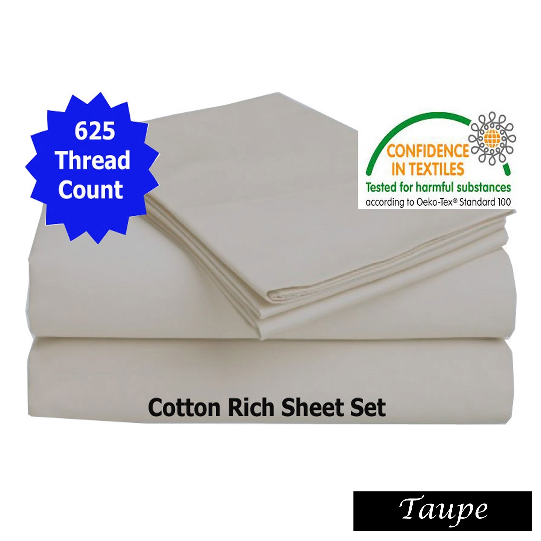 Luxury Living 625TC Cotton Rich Sheet Set Taupe King