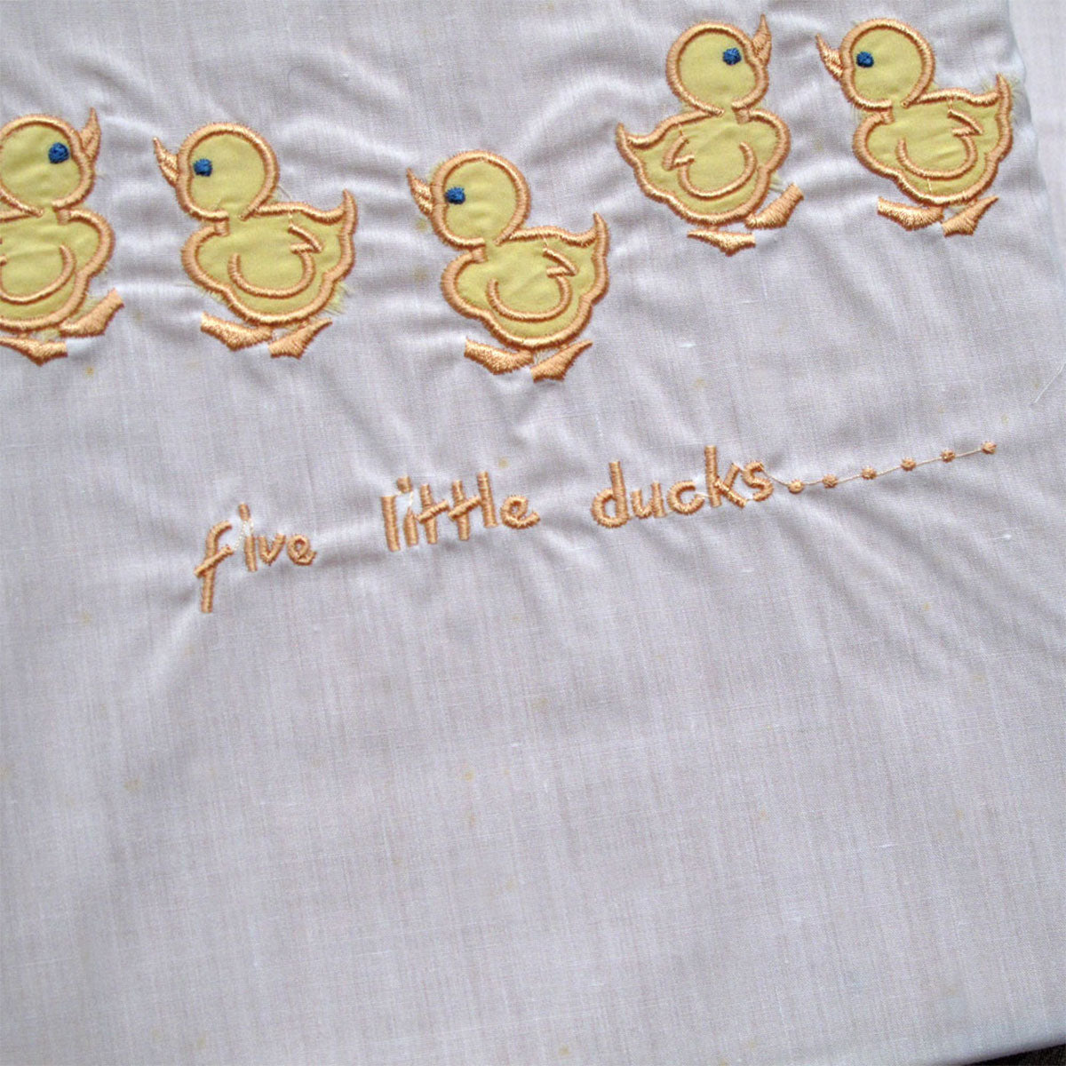 Five Little Ducks Embroidered Polyester Cotton Cot Size Sheet Set 3