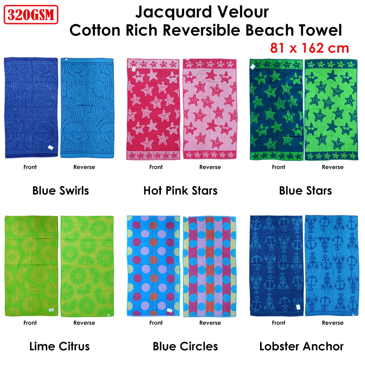 Jacquard Velour Reversible Beach Towel Hot Pink Stars 3