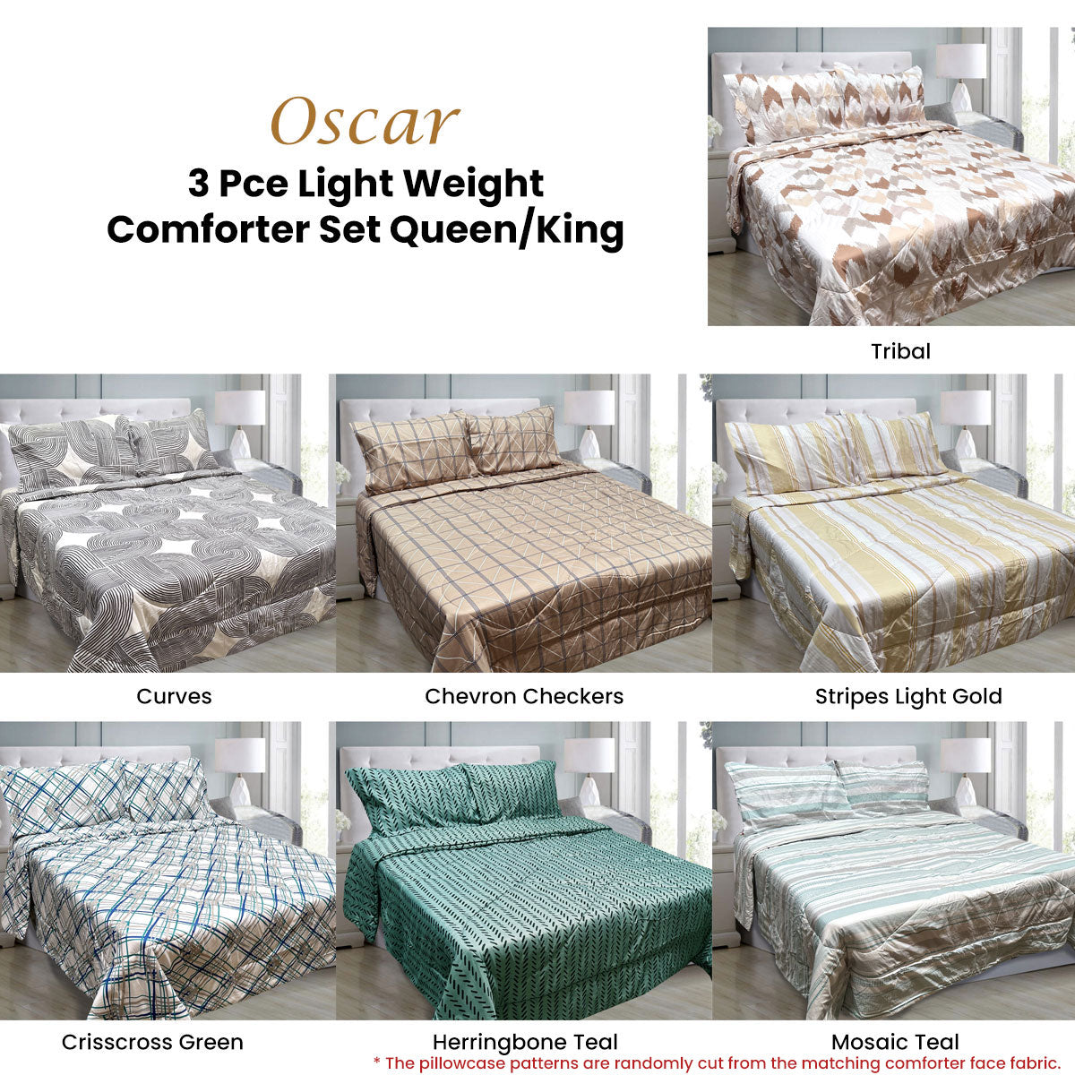 Hotel Living 3 Pce Light Weight Comforter Set Queen/King Oscar Chevron Checkers 3