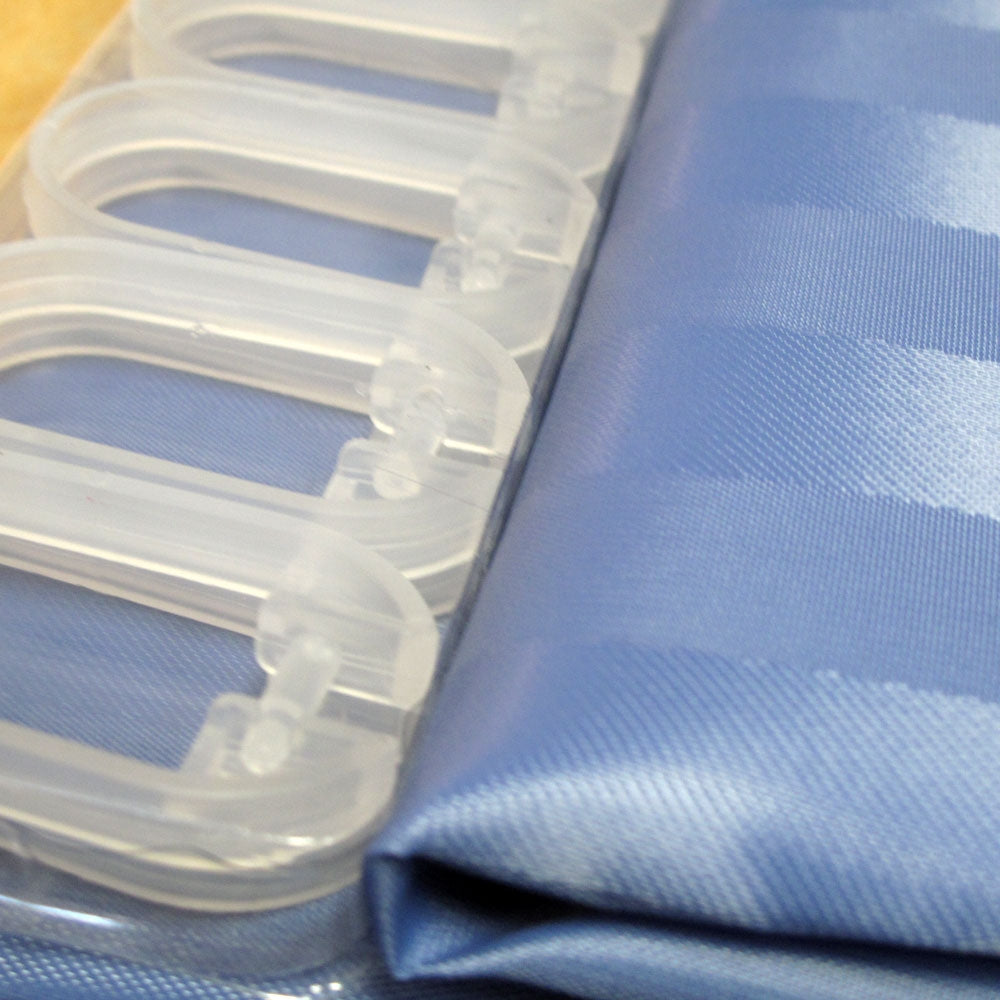 Jacquard Stripe Shower Curtain Blue Stone 3