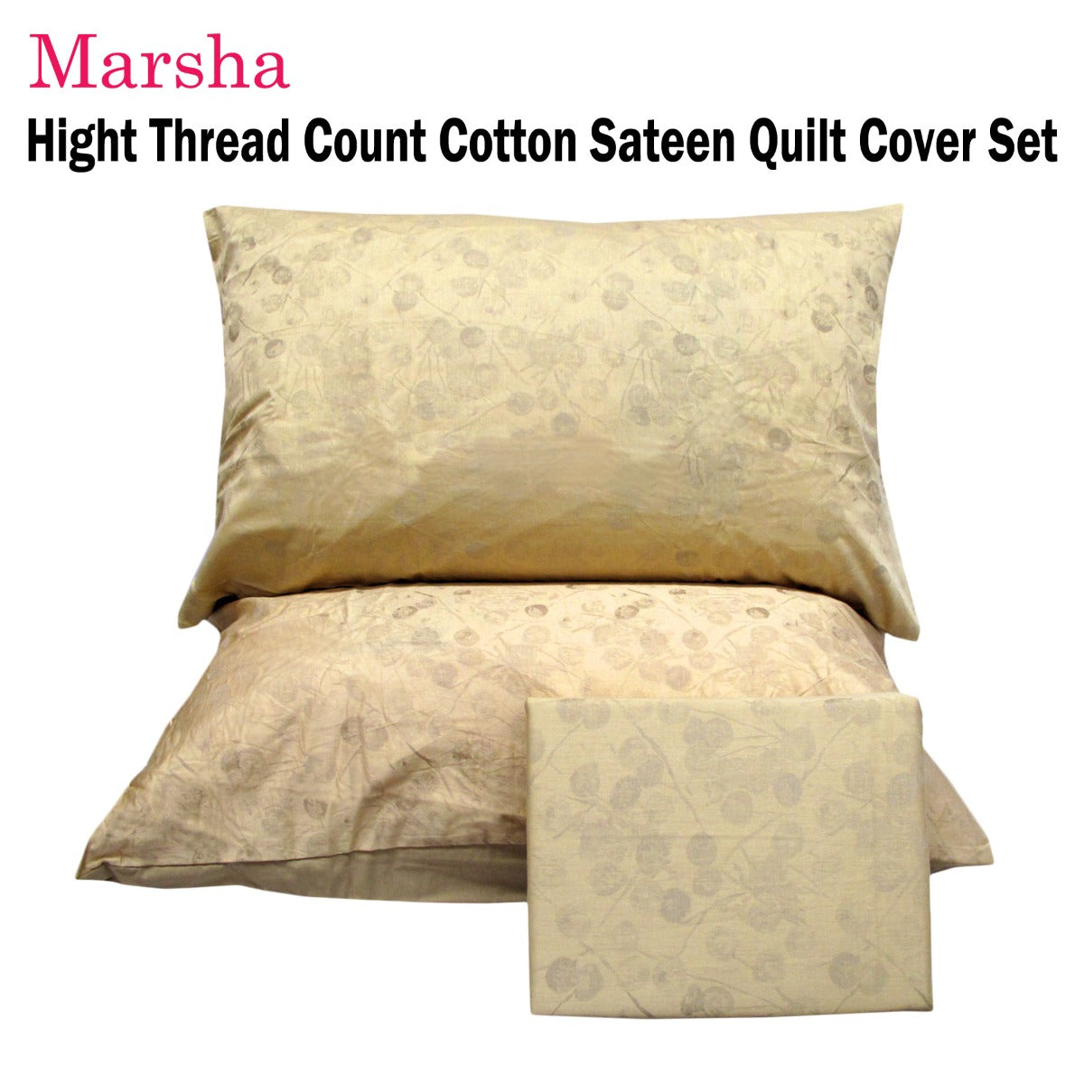 Marsha High Thread Count Cotton Quilt Cover Set Double